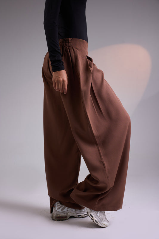 Structured Waist Wide-Leg Pants
