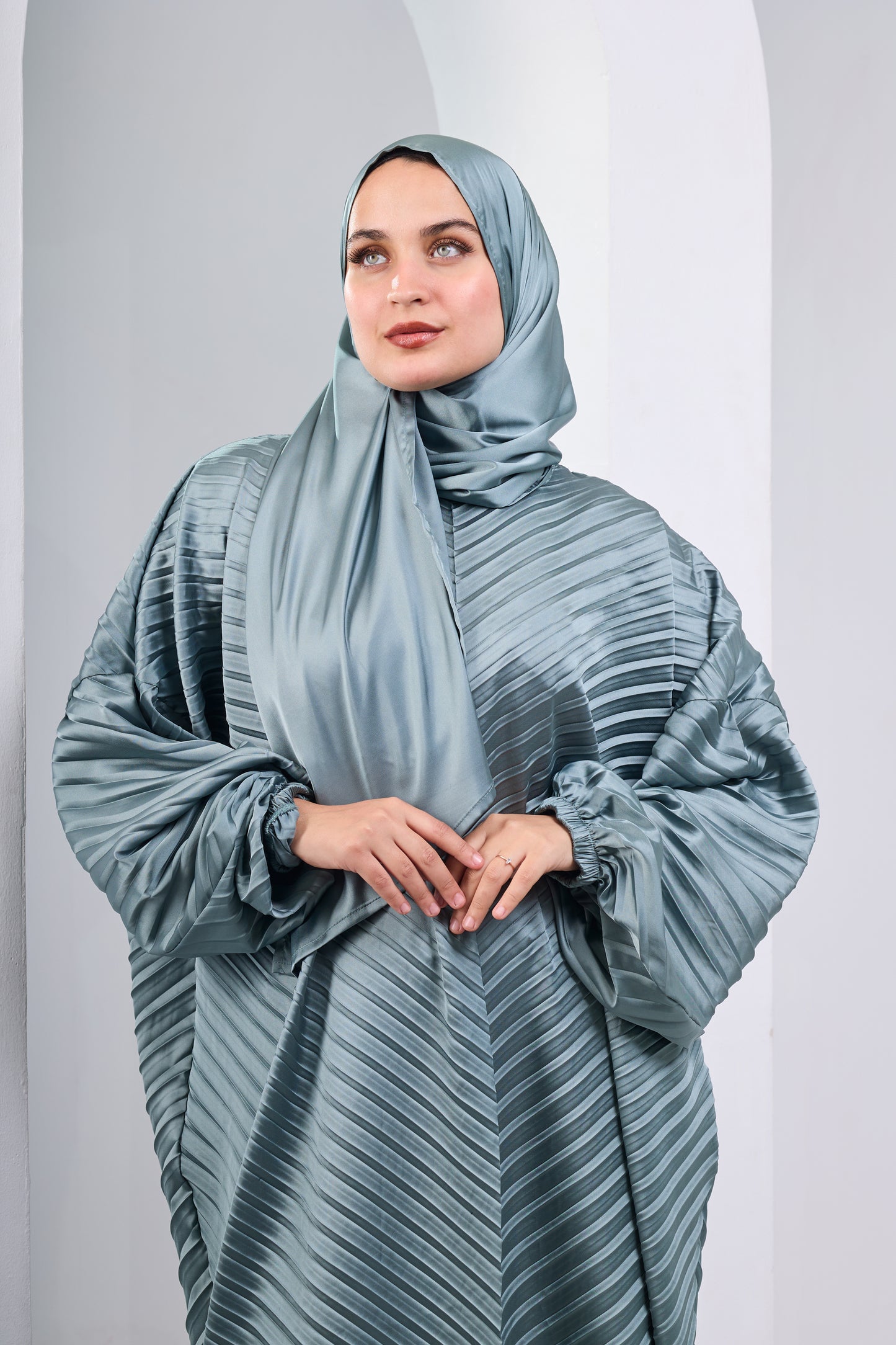 Seafoam Green pleated satin