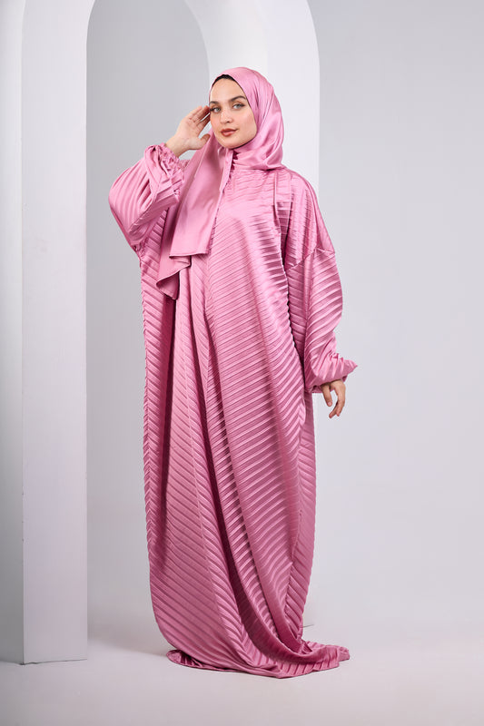 Pink pleated satin