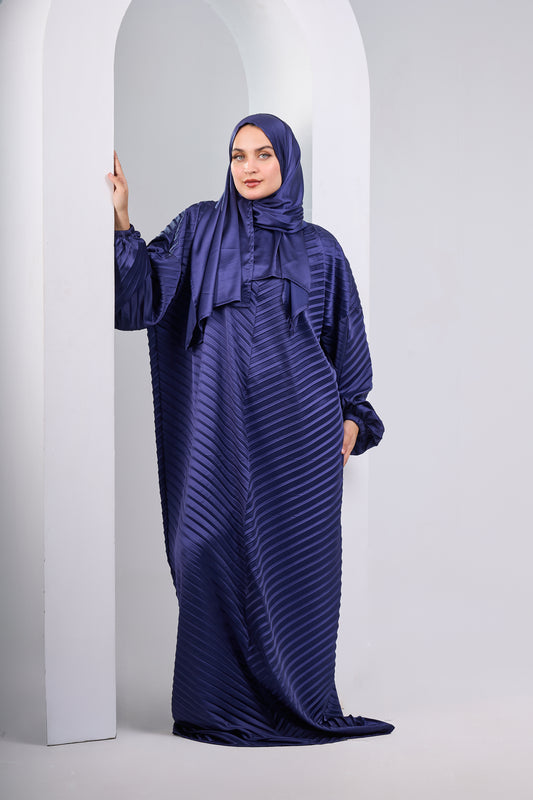 Deep Blue pleated satin