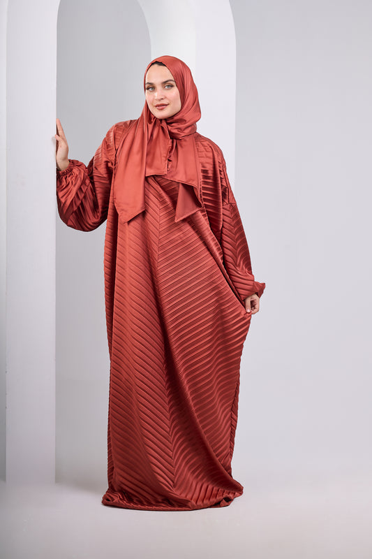 Burnt Orange pleated satin