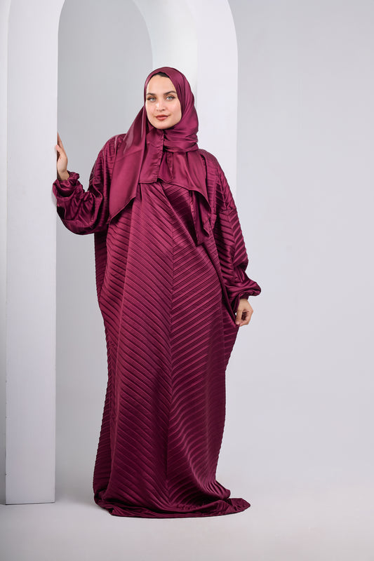 Burgundy Pleated satin