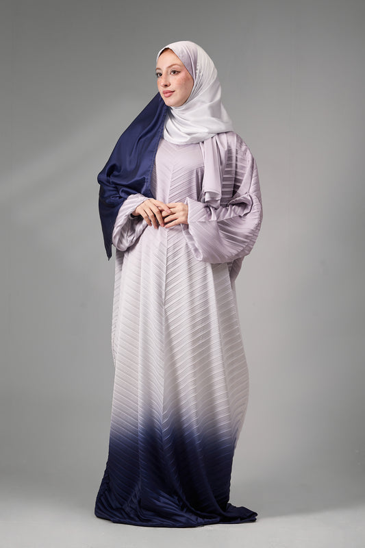 Lilac to Navy pleated satin