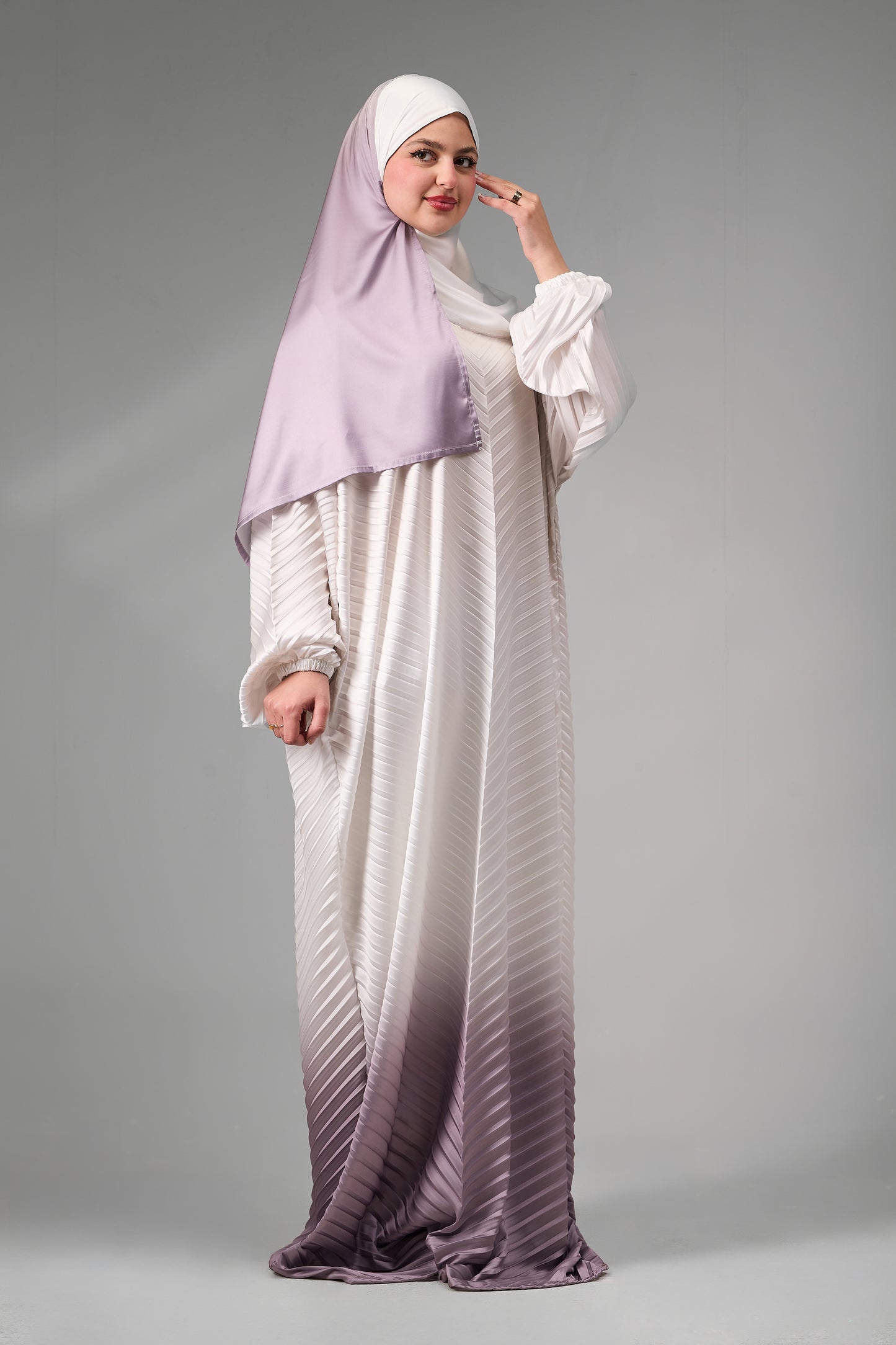 Cream to Dusty Rose pleated satin