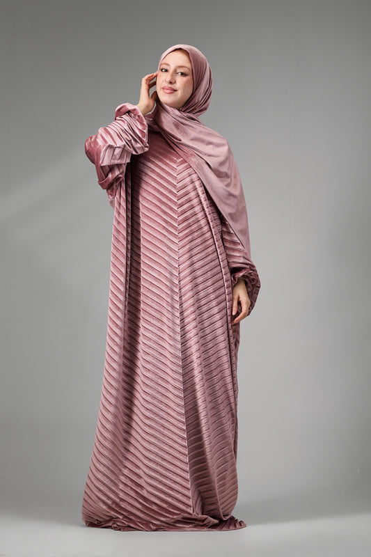 Dusty Rose Velvet Pleated