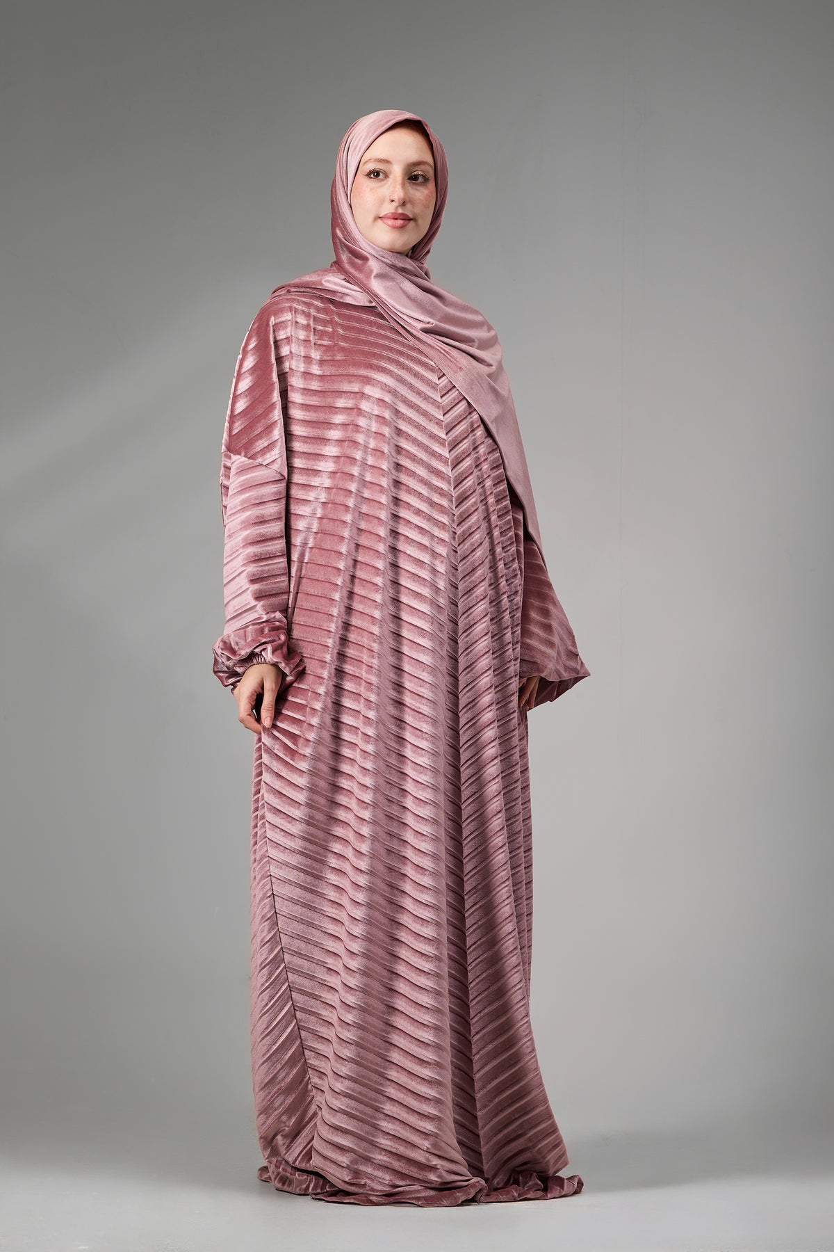 Dusty Rose Velvet Pleated