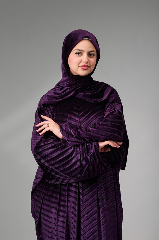 Purple Velvet Pleated