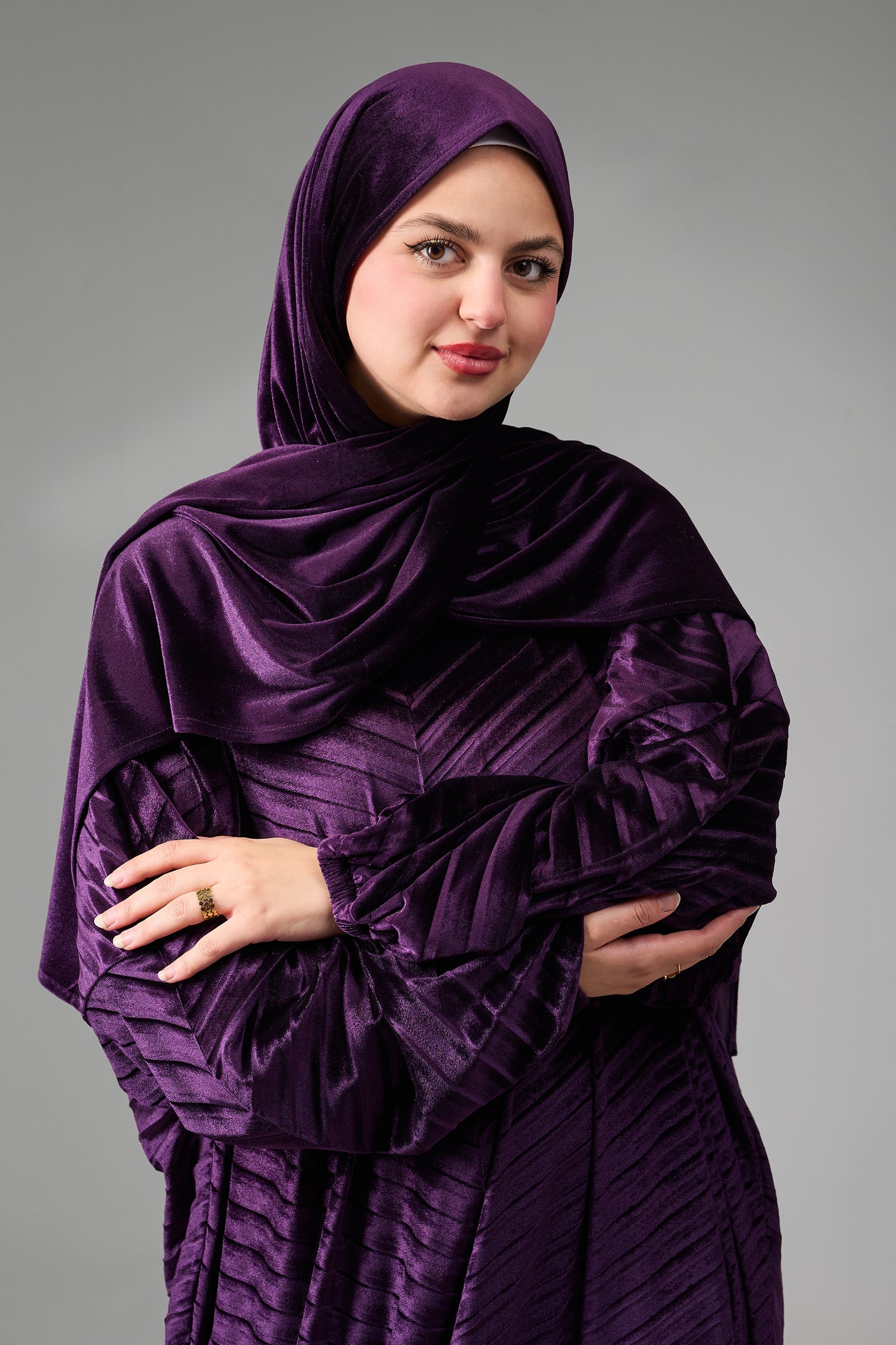 Purple Velvet Pleated