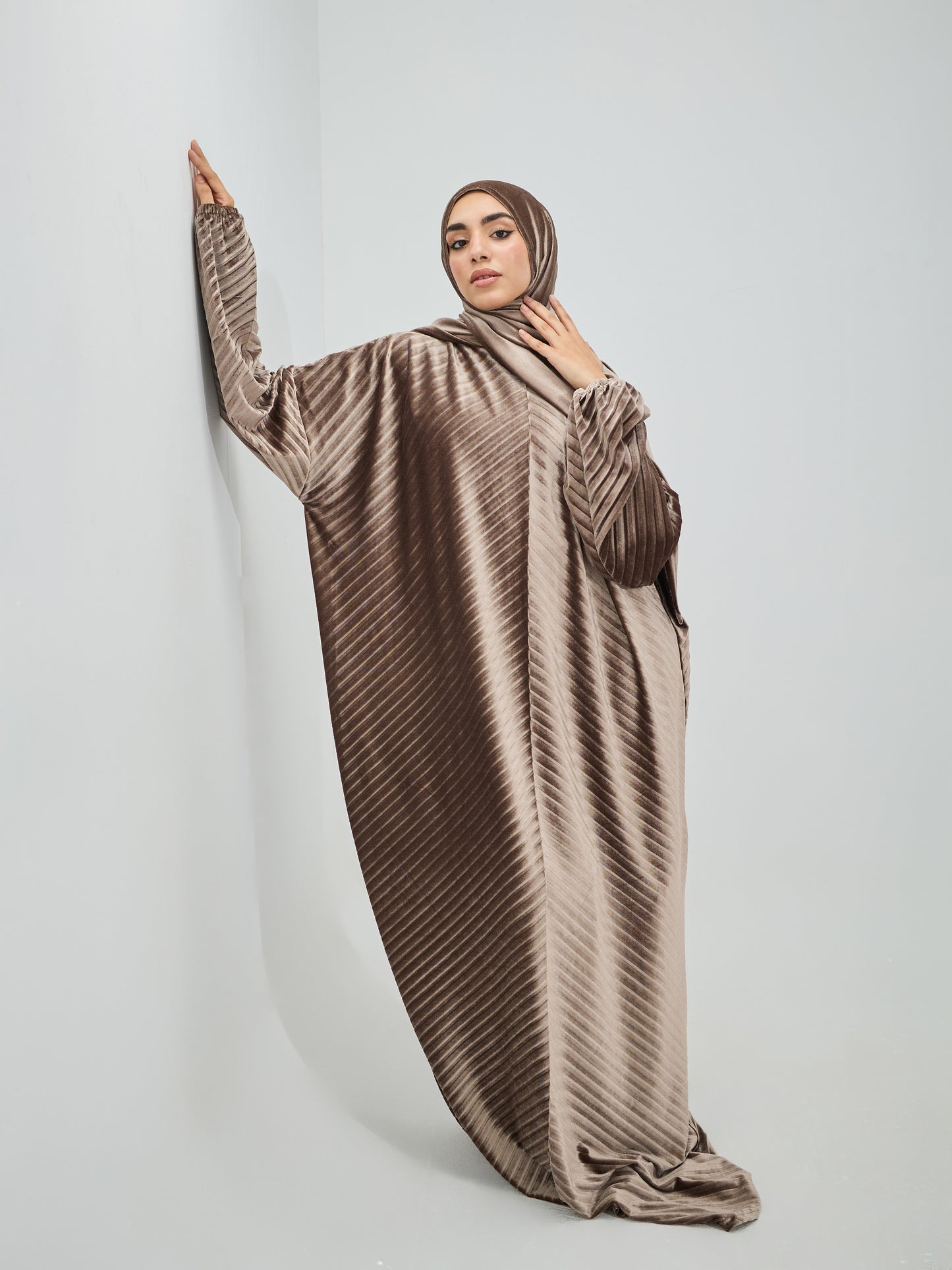 Brown Velvet Pleated