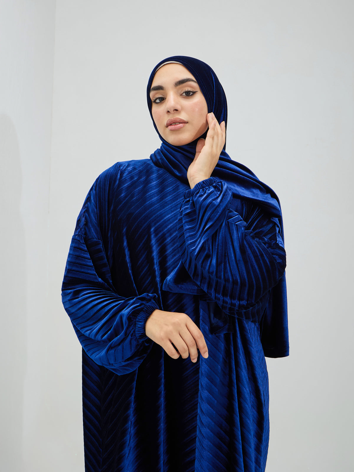 Blue Velvet Pleated