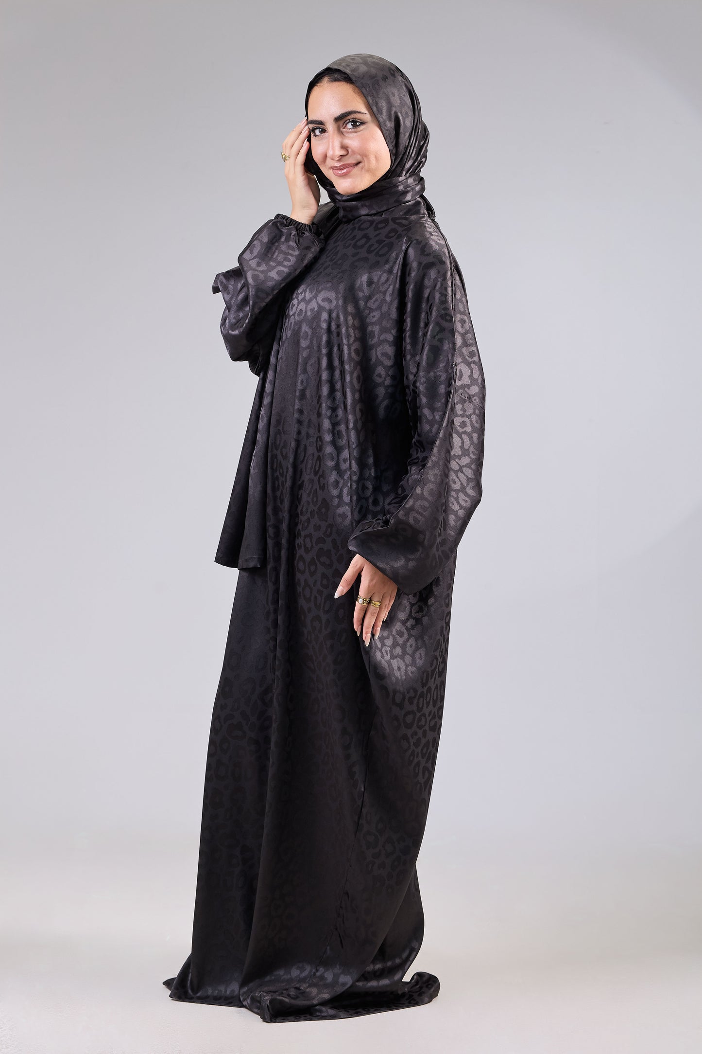 Satin Jacquard Black