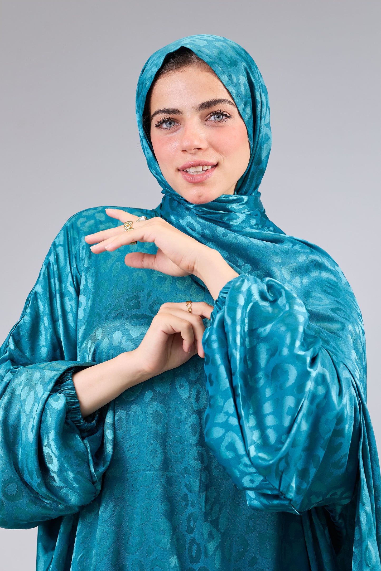 Satin Jacquard Turquoise