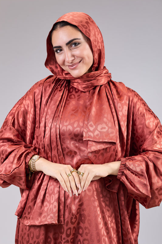 Satin Jacquard Burnt Orange