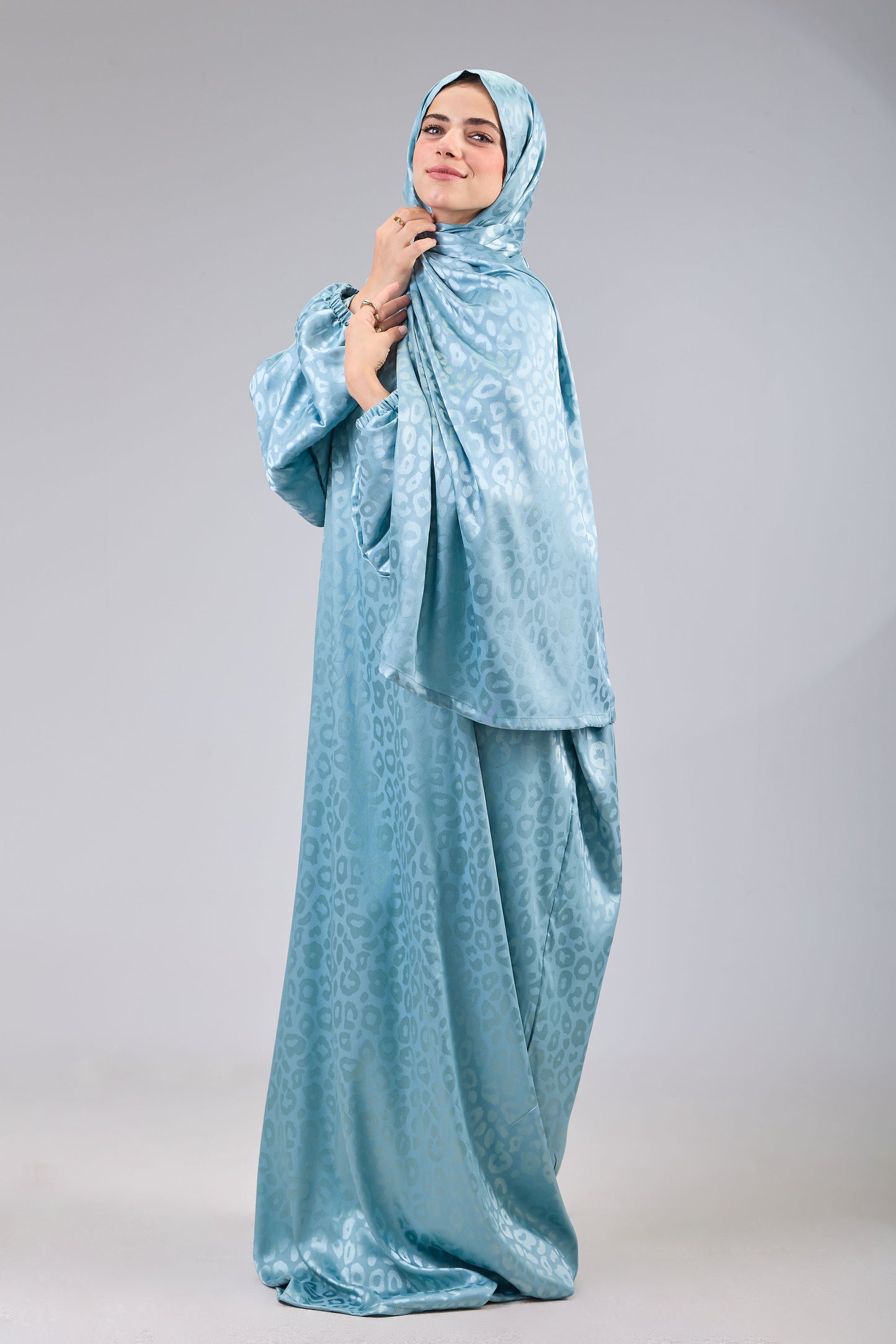 Satin Jacquard Aqua