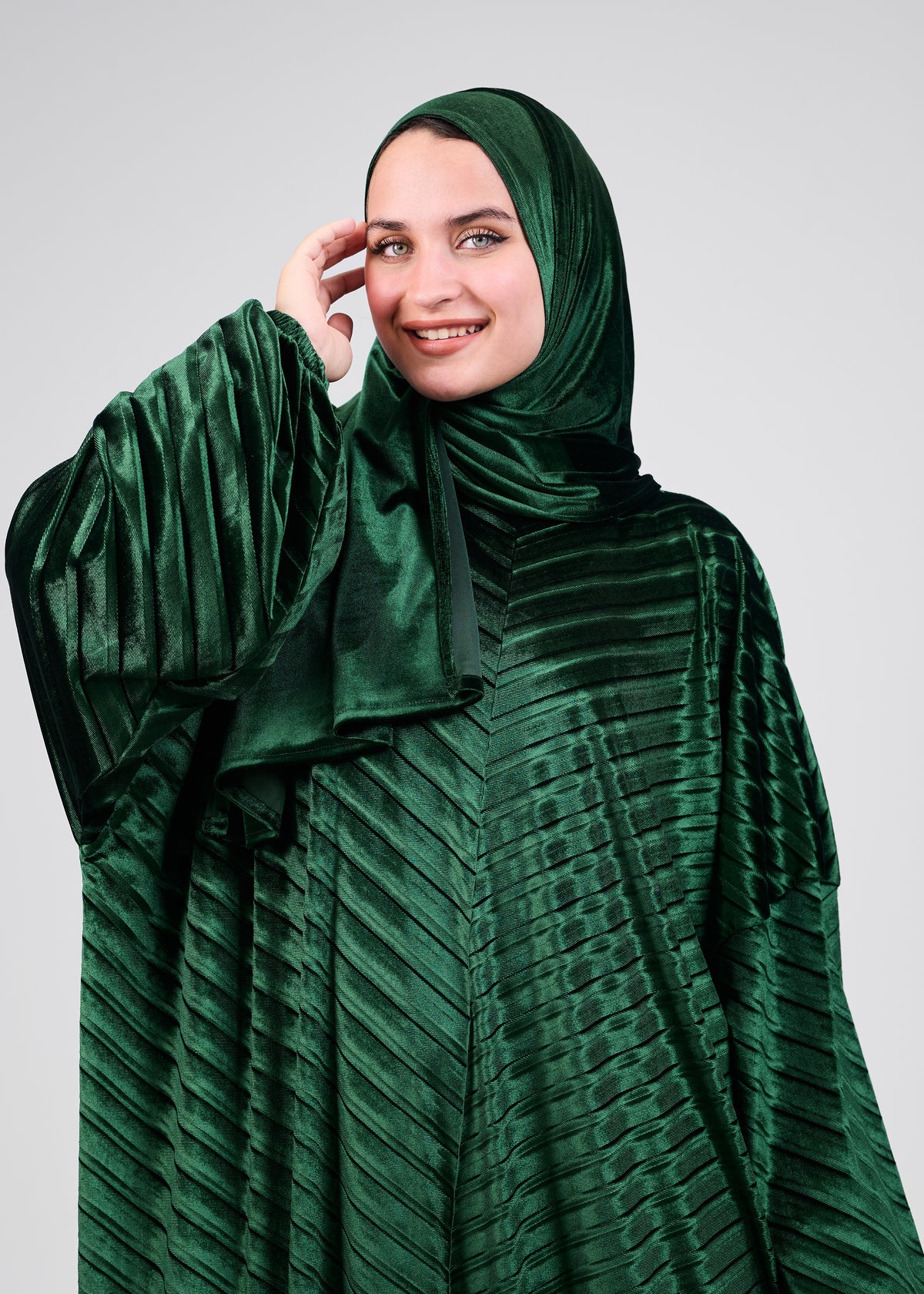 Emerald Velvet Pleated
