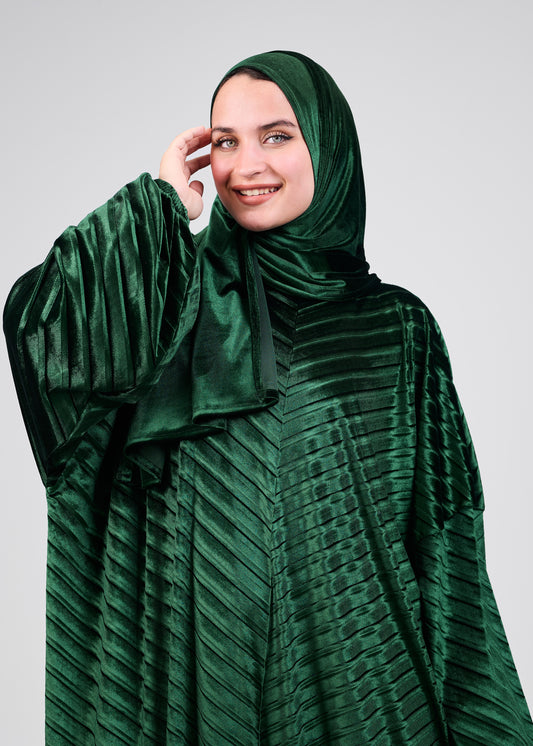 Emerald Velvet Pleated