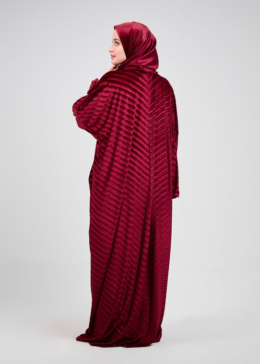 Maroon Velvet Pleated