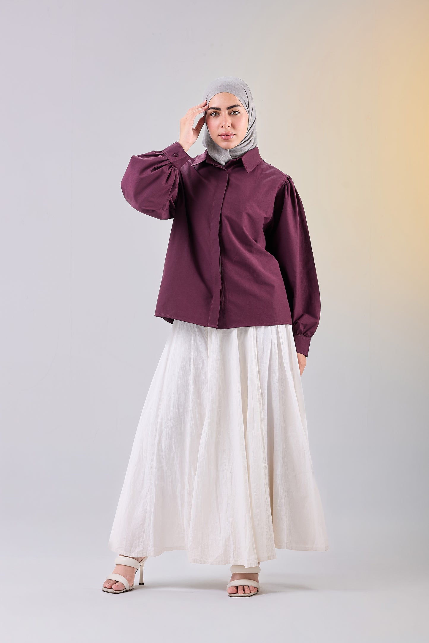 Puff Sleeve Poplin Shirt