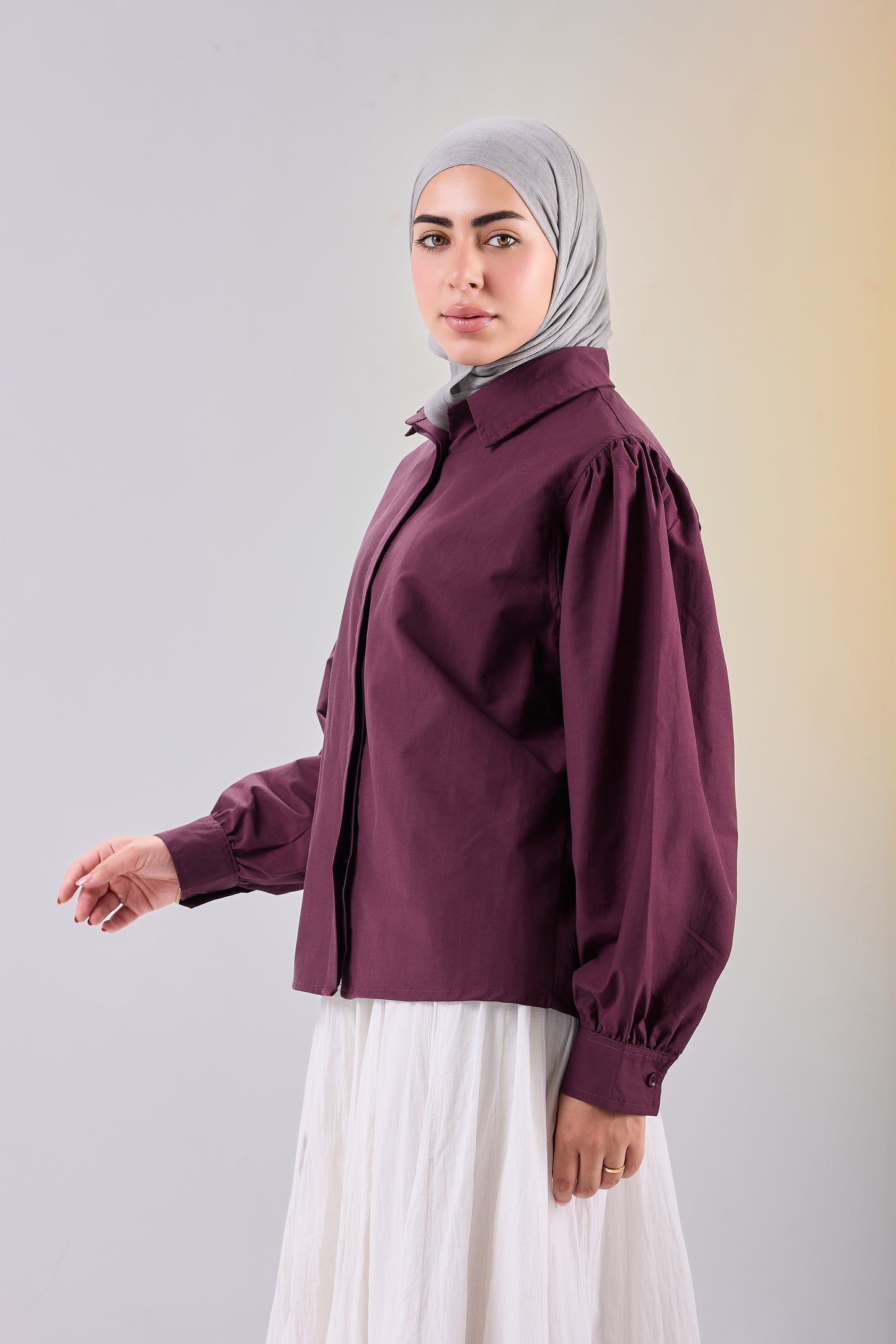 Puff Sleeve Poplin Shirt
