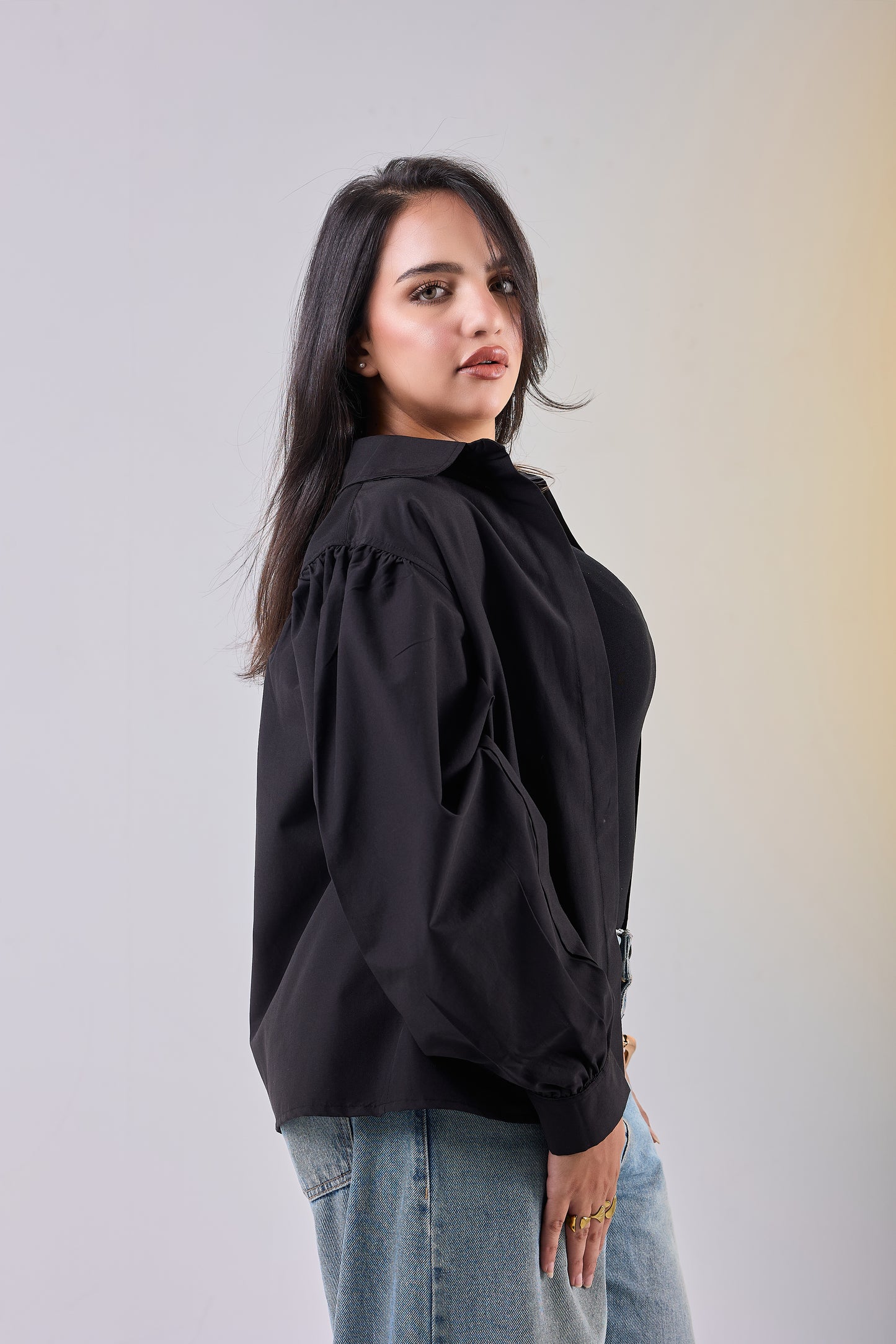 Puff Sleeve Poplin Shirt