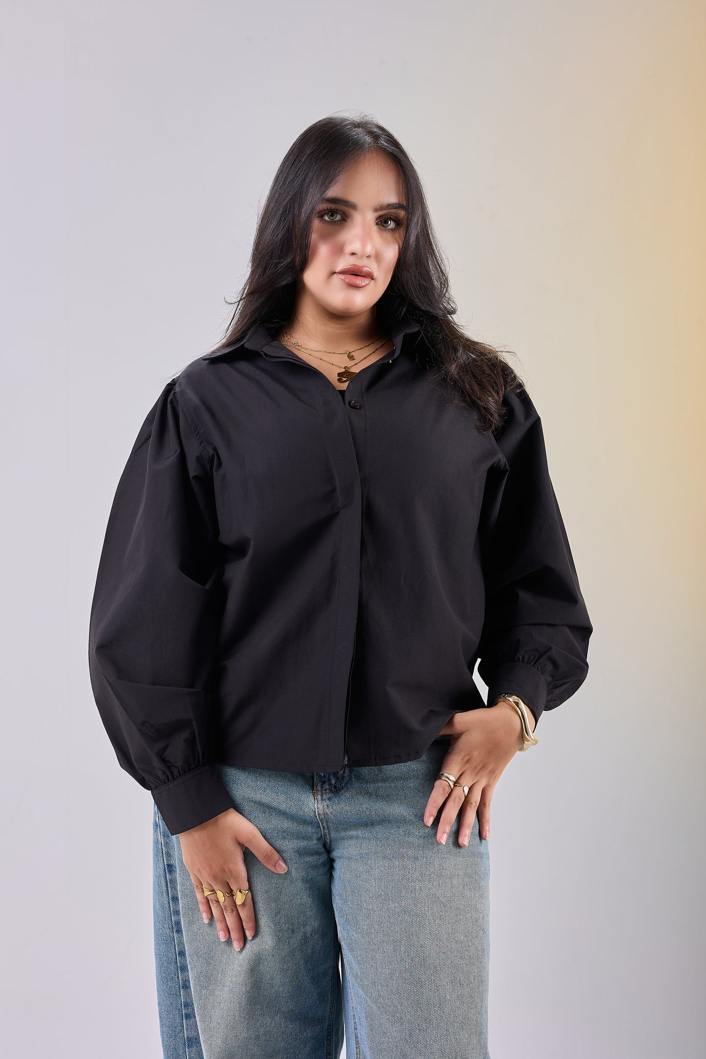 Puff Sleeve Poplin Shirt