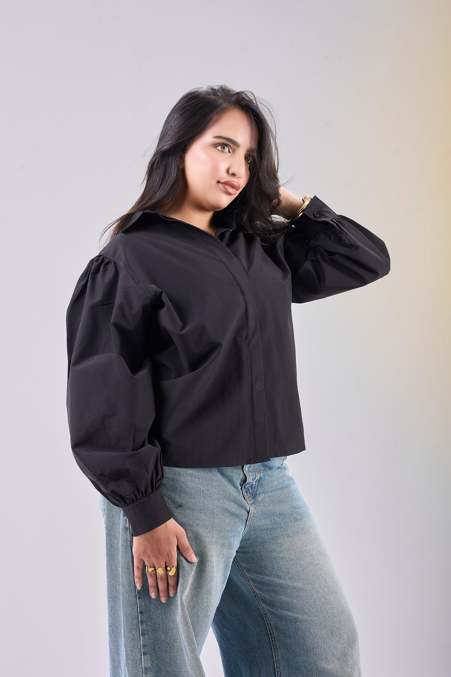 Puff Sleeve Poplin Shirt
