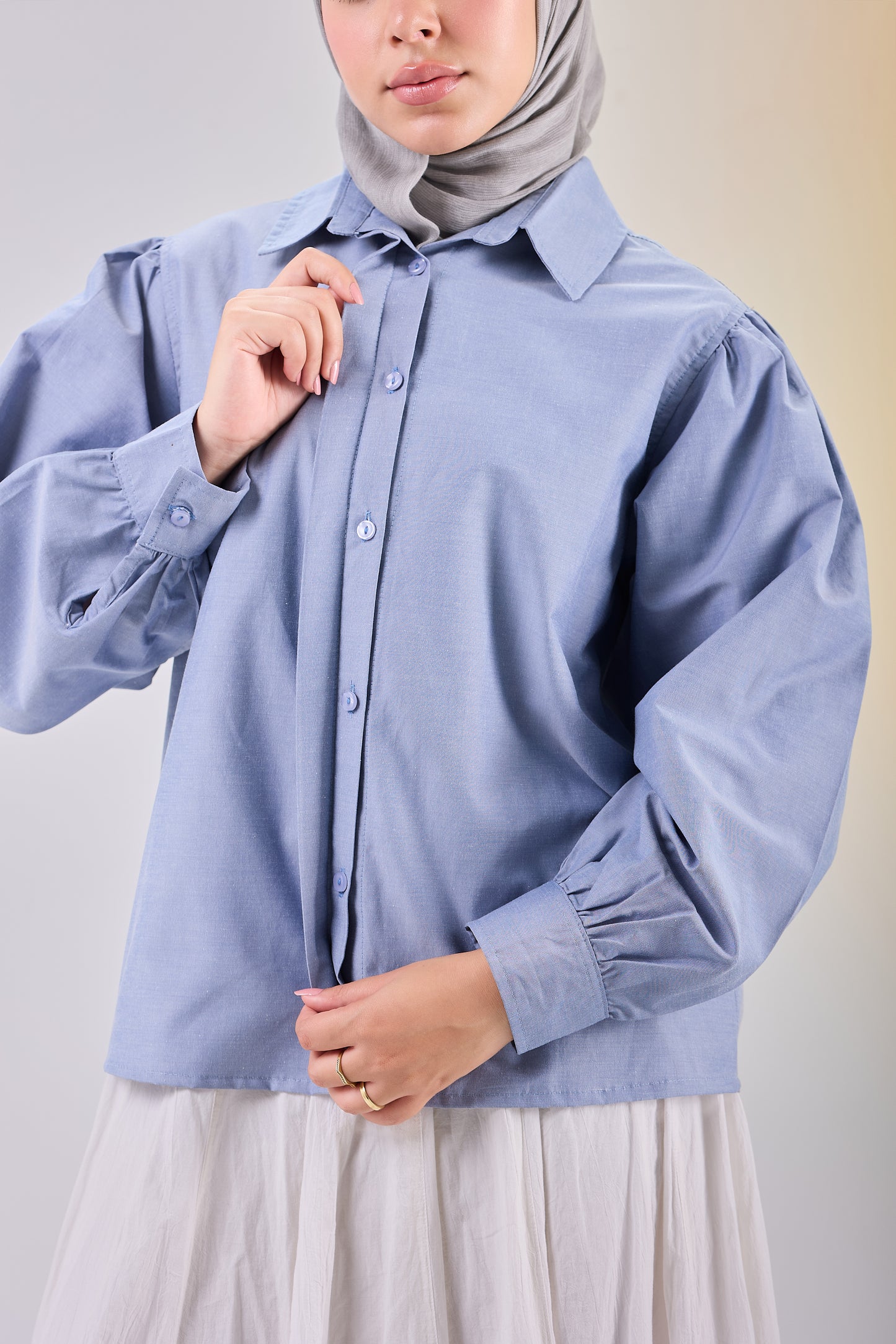 Puff Sleeve Poplin Shirt