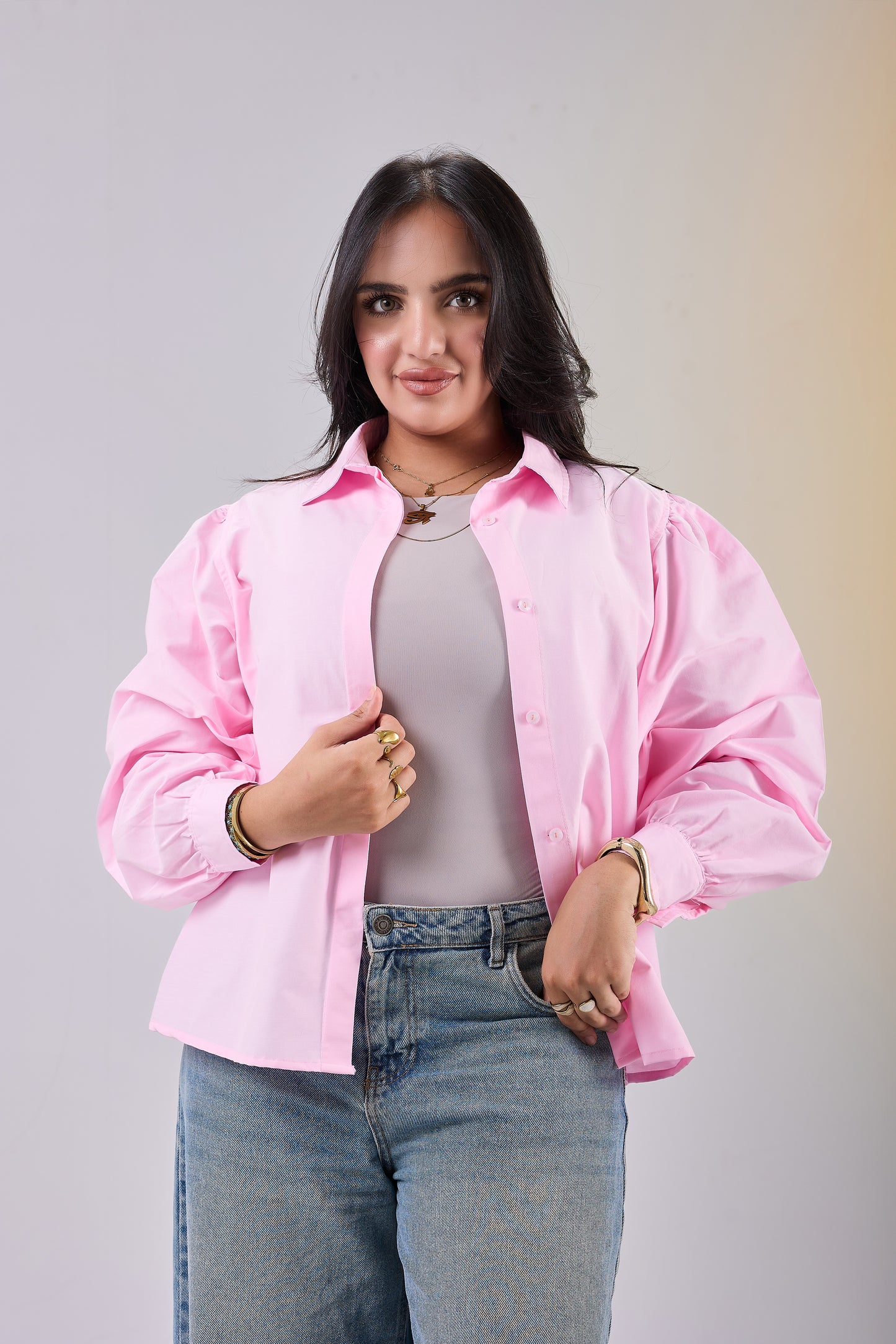 Puff Sleeve Poplin Shirt
