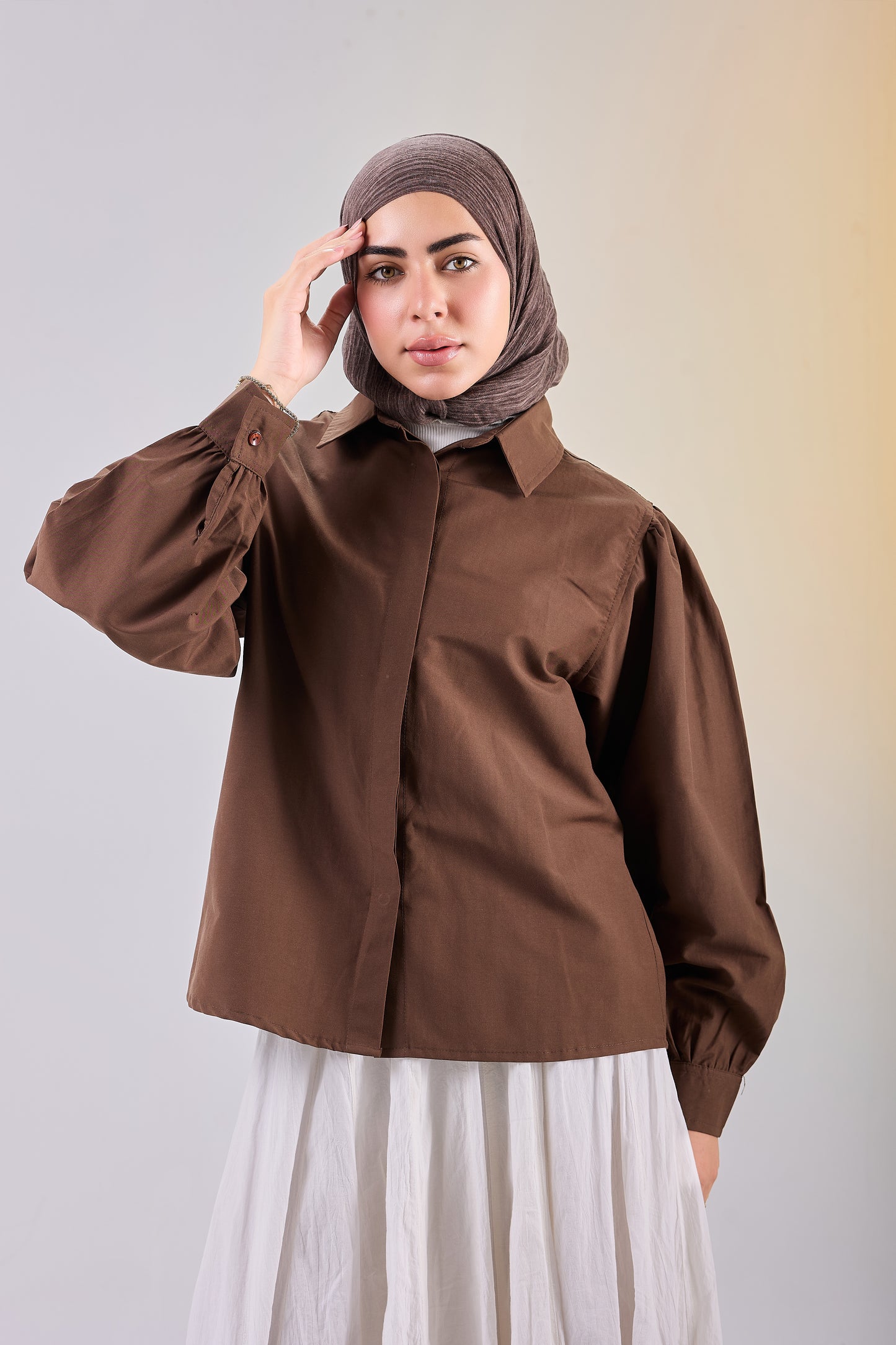 Puff Sleeve Poplin Shirt