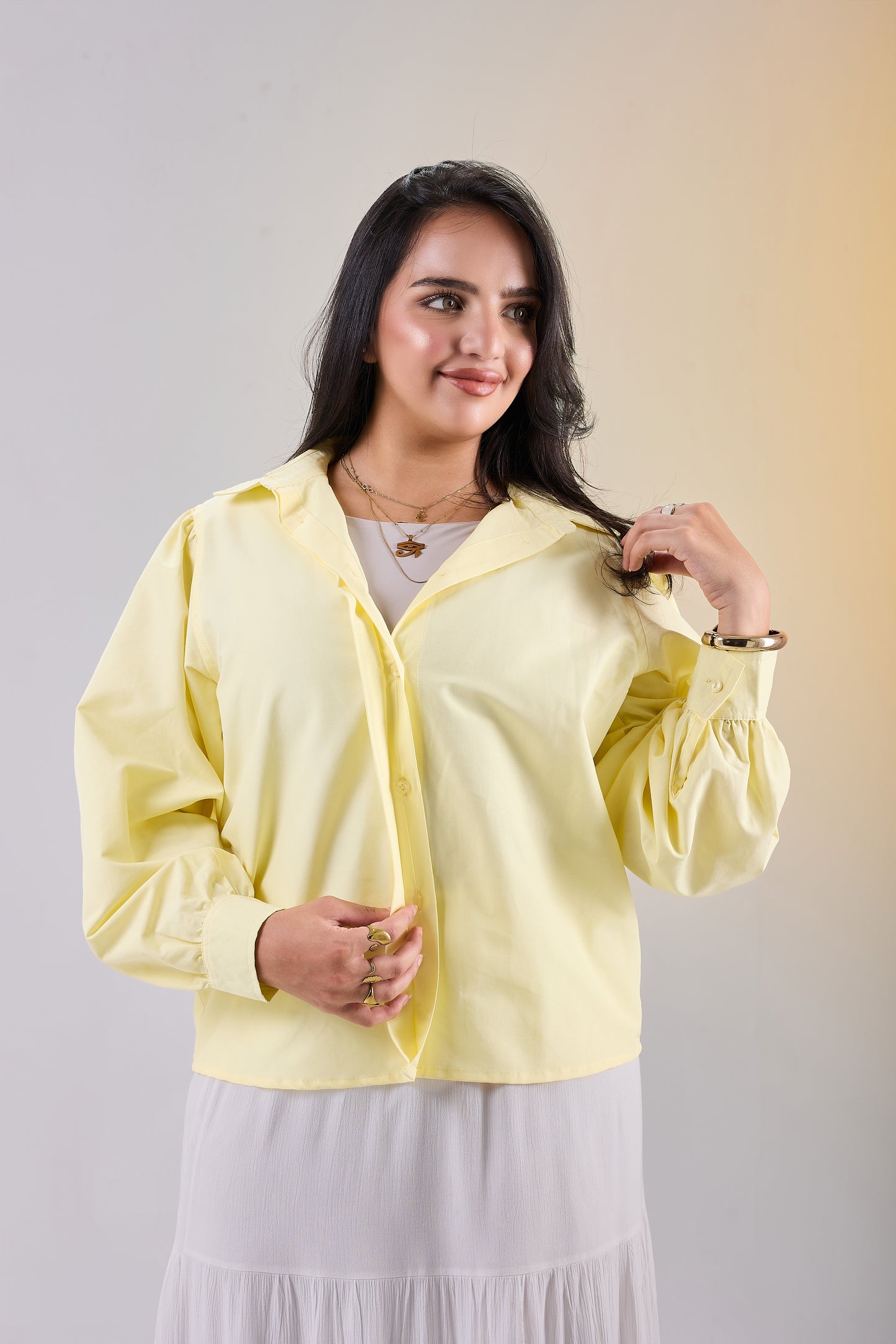 Puff Sleeve Poplin Shirt