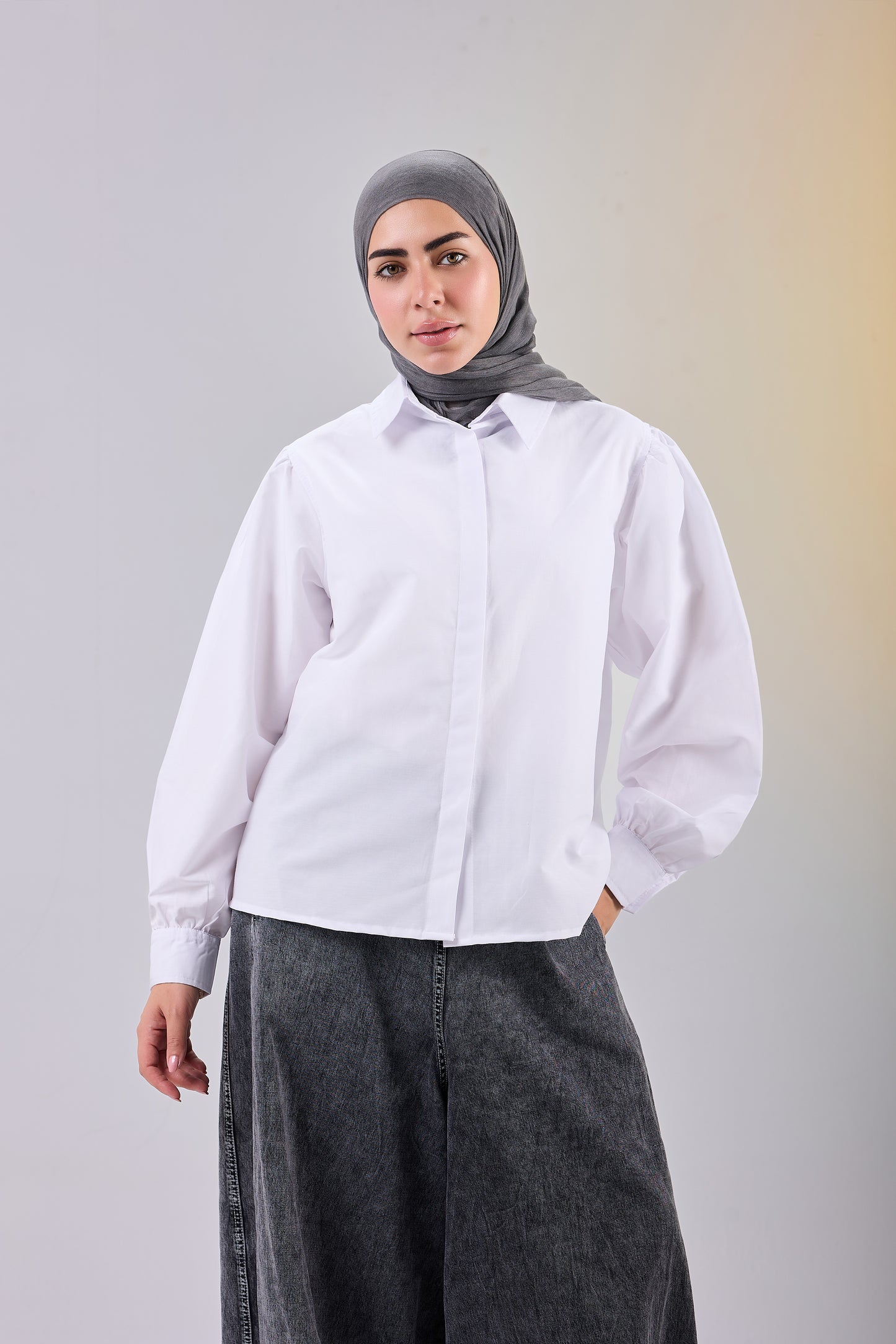 Puff Sleeve Poplin Shirt