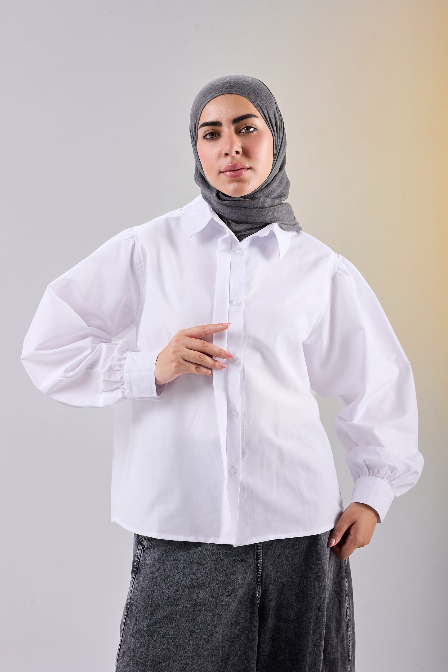 Puff Sleeve Poplin Shirt