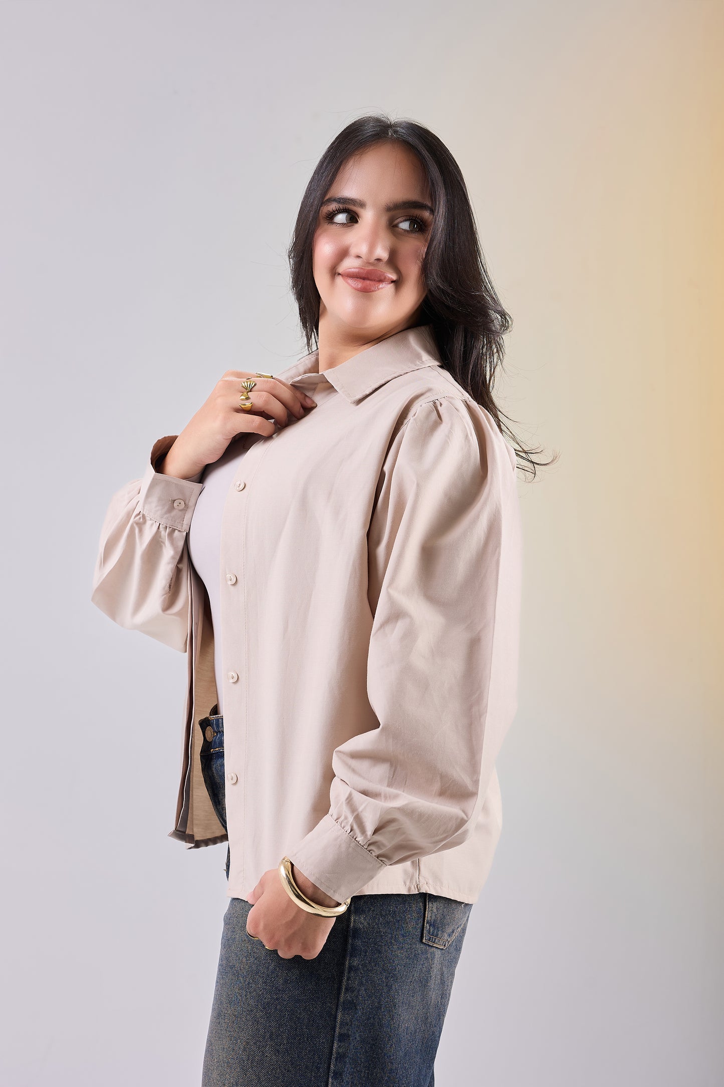 Puff Sleeve Poplin Shirt