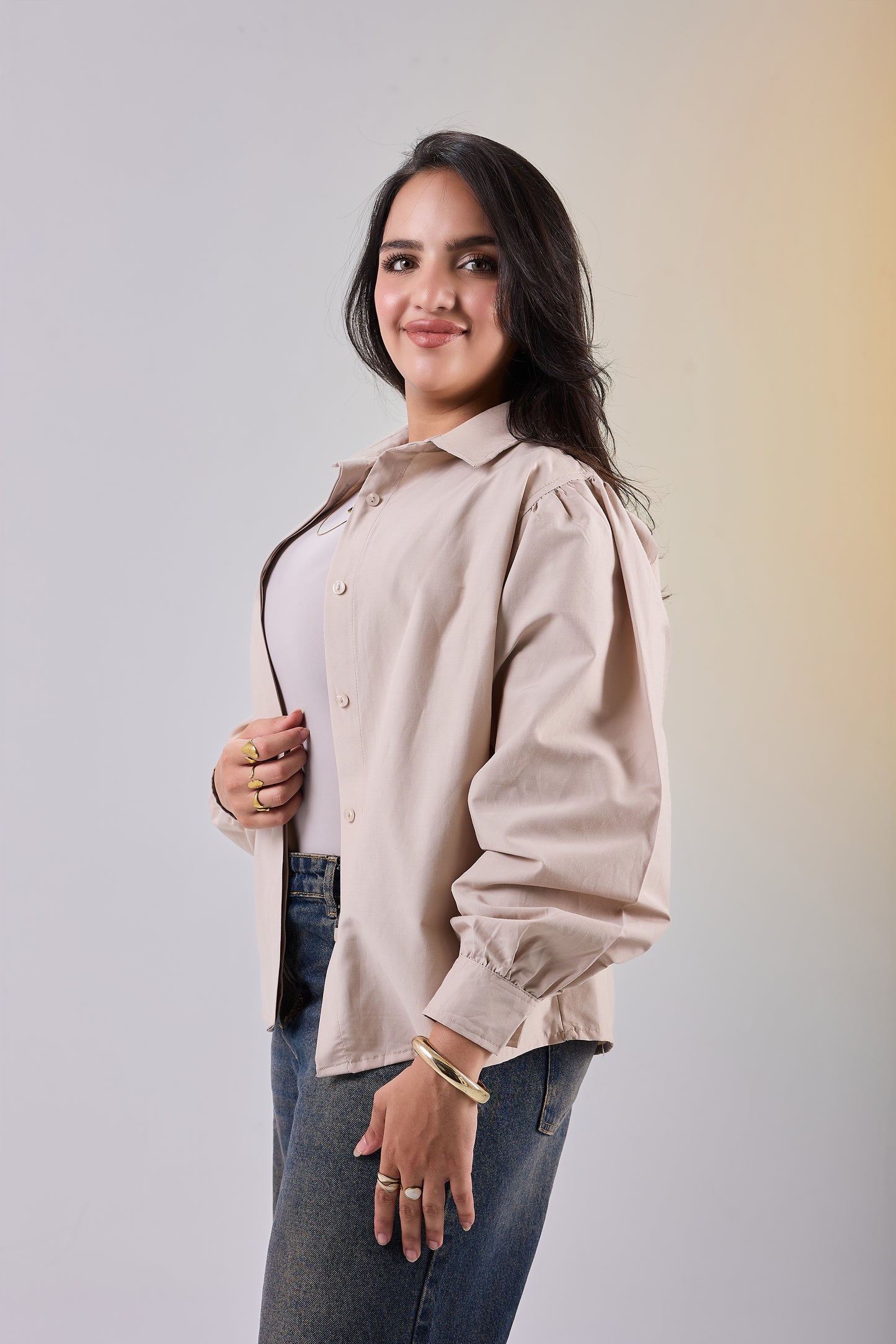 Puff Sleeve Poplin Shirt