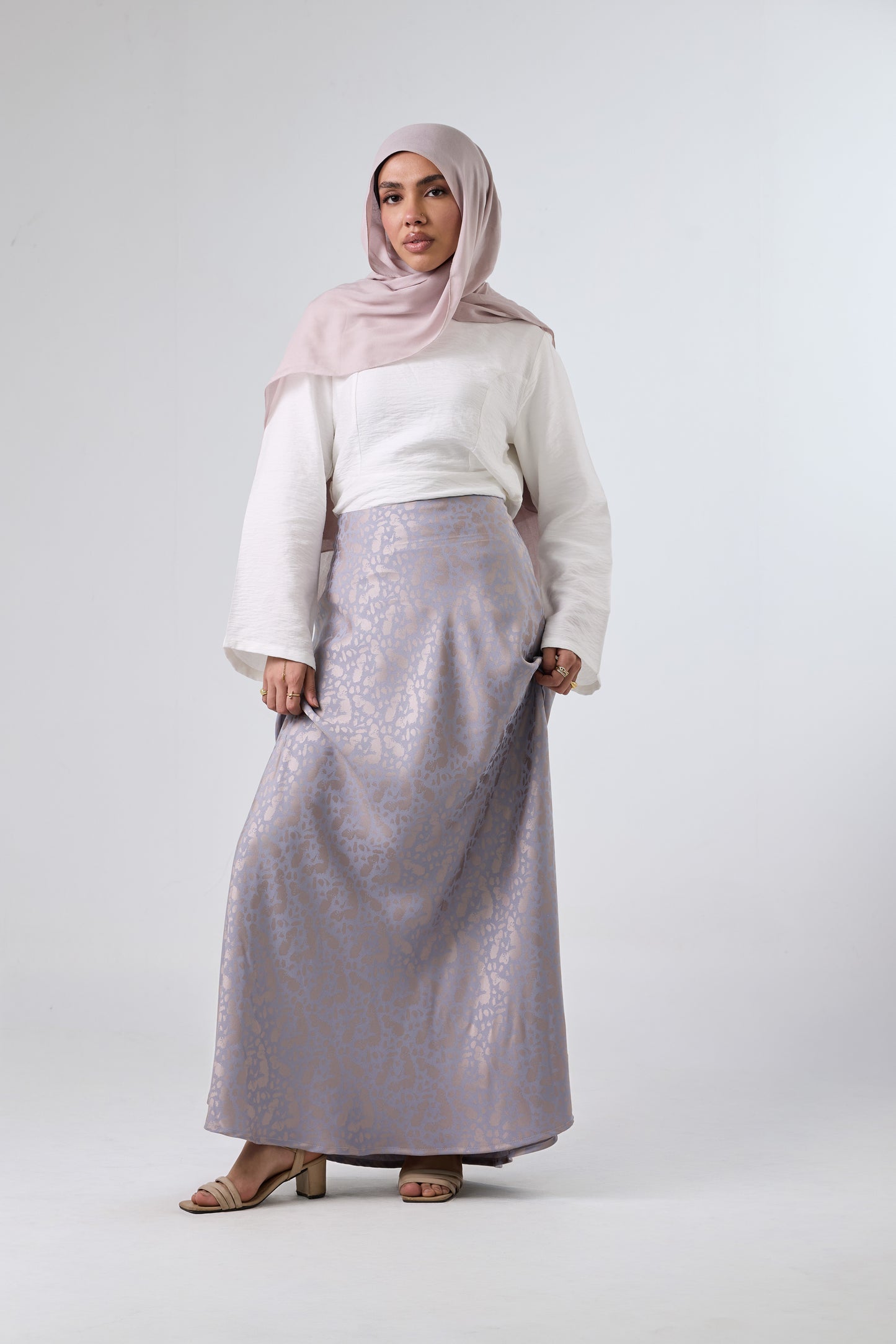 Luna Satin Maxi Skirt – High Waist Elegant Fit