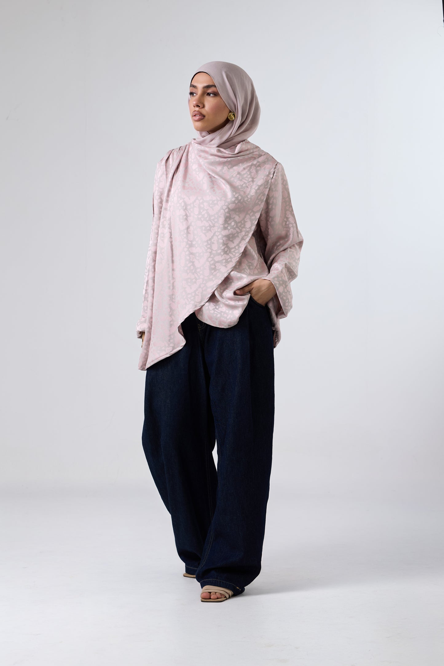 Luminous Draped Jacquard Blouse