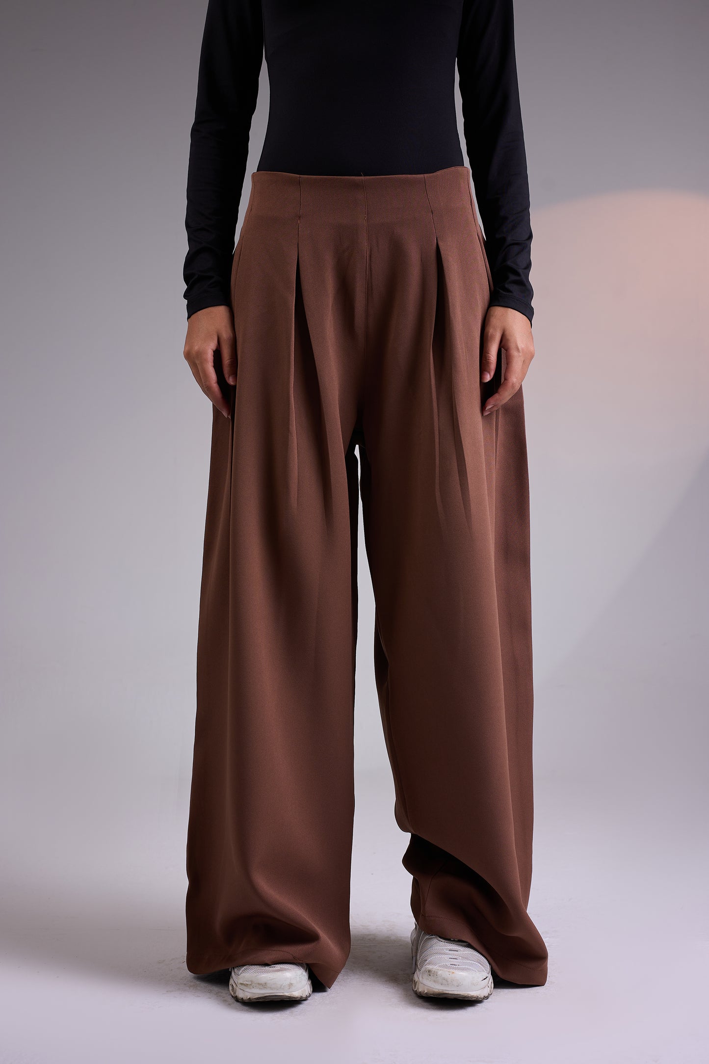 Structured Waist Wide-Leg Pants