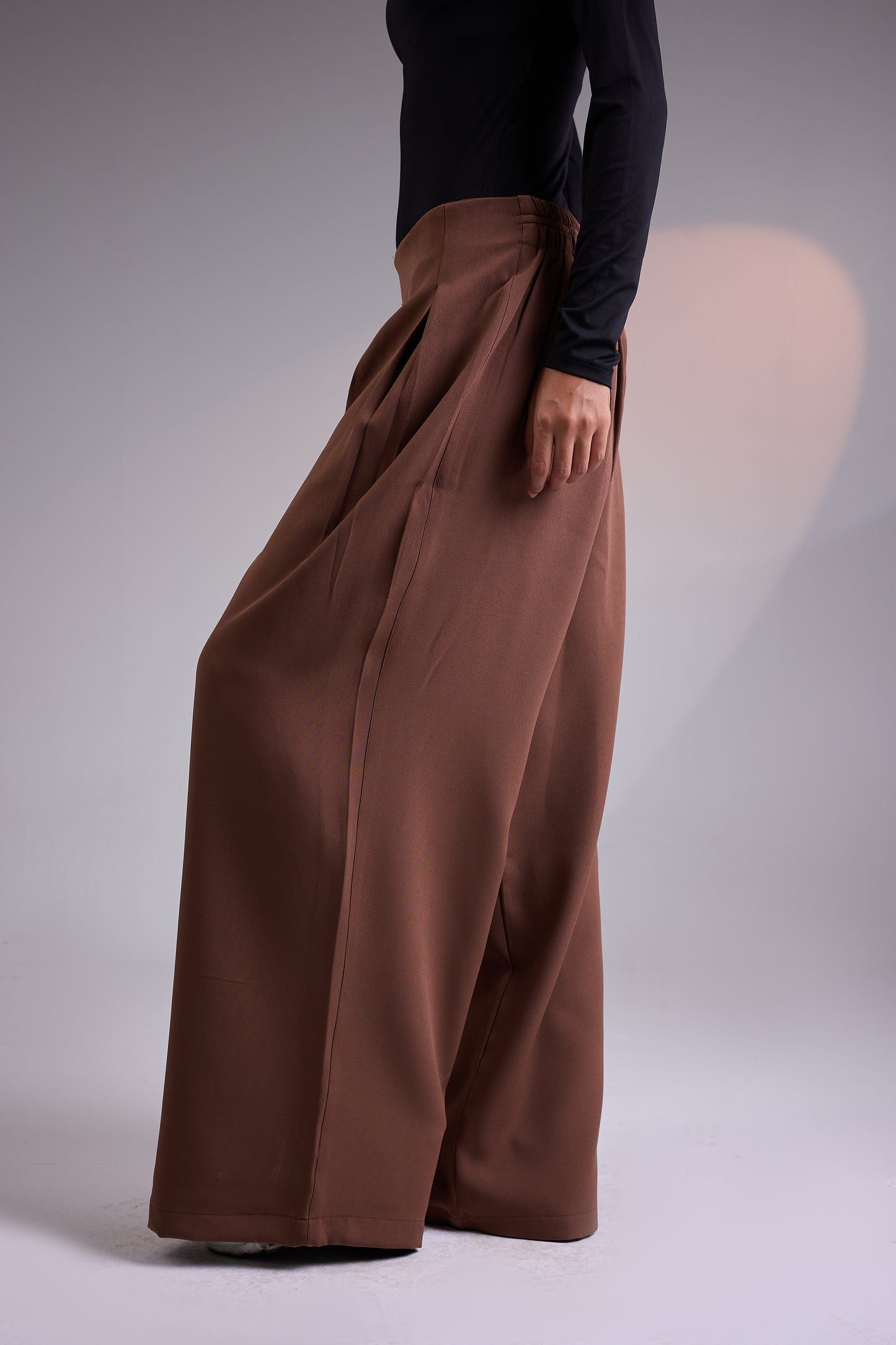 Structured Waist Wide-Leg Pants