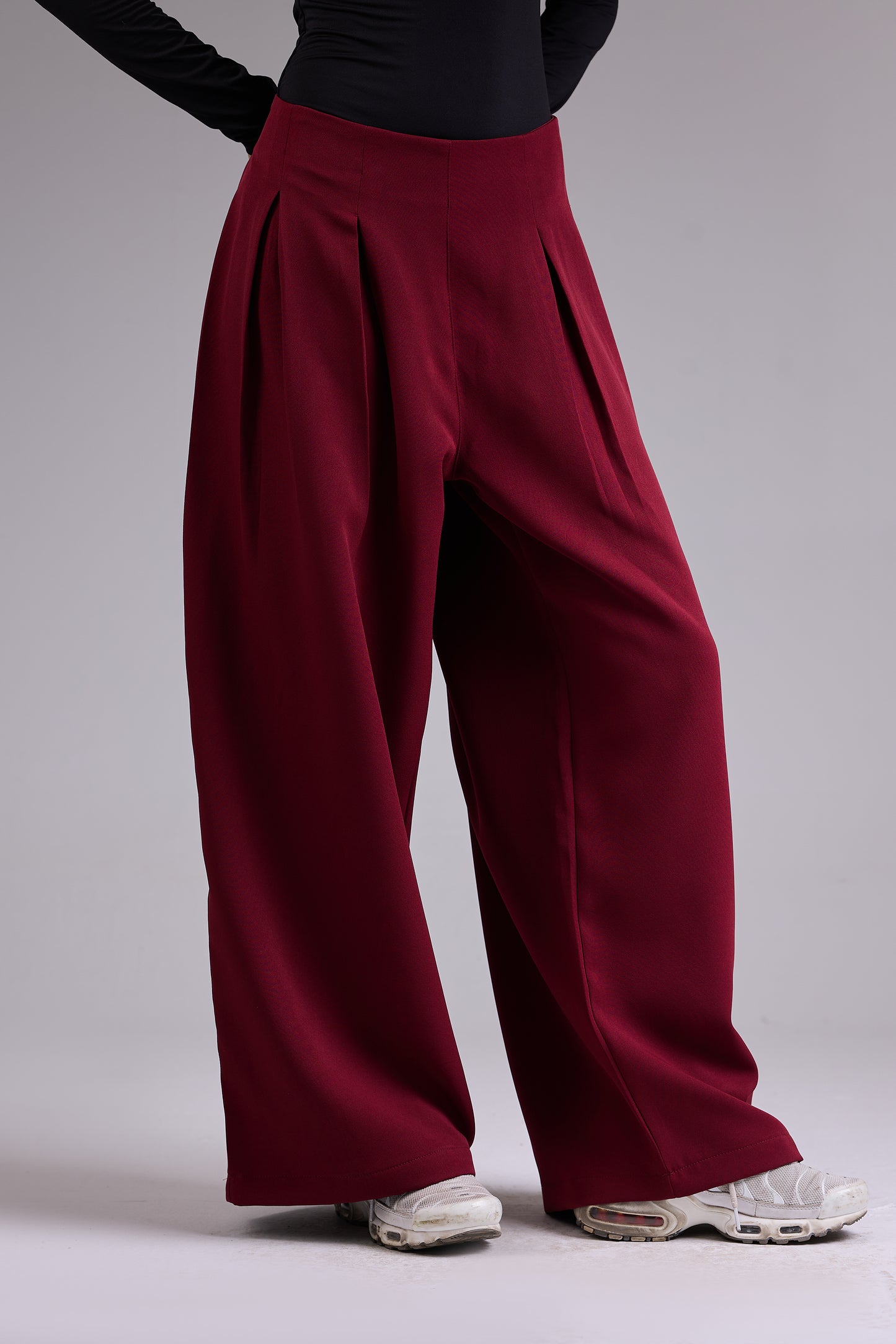 Structured Waist Wide-Leg Pants