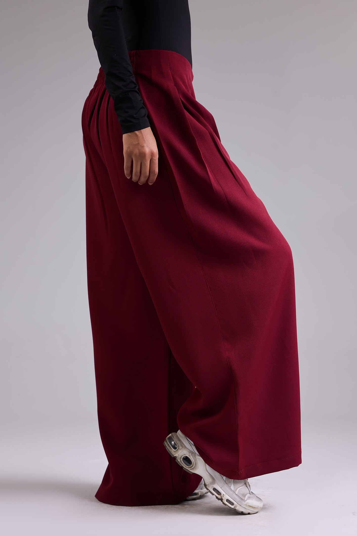 Structured Waist Wide-Leg Pants