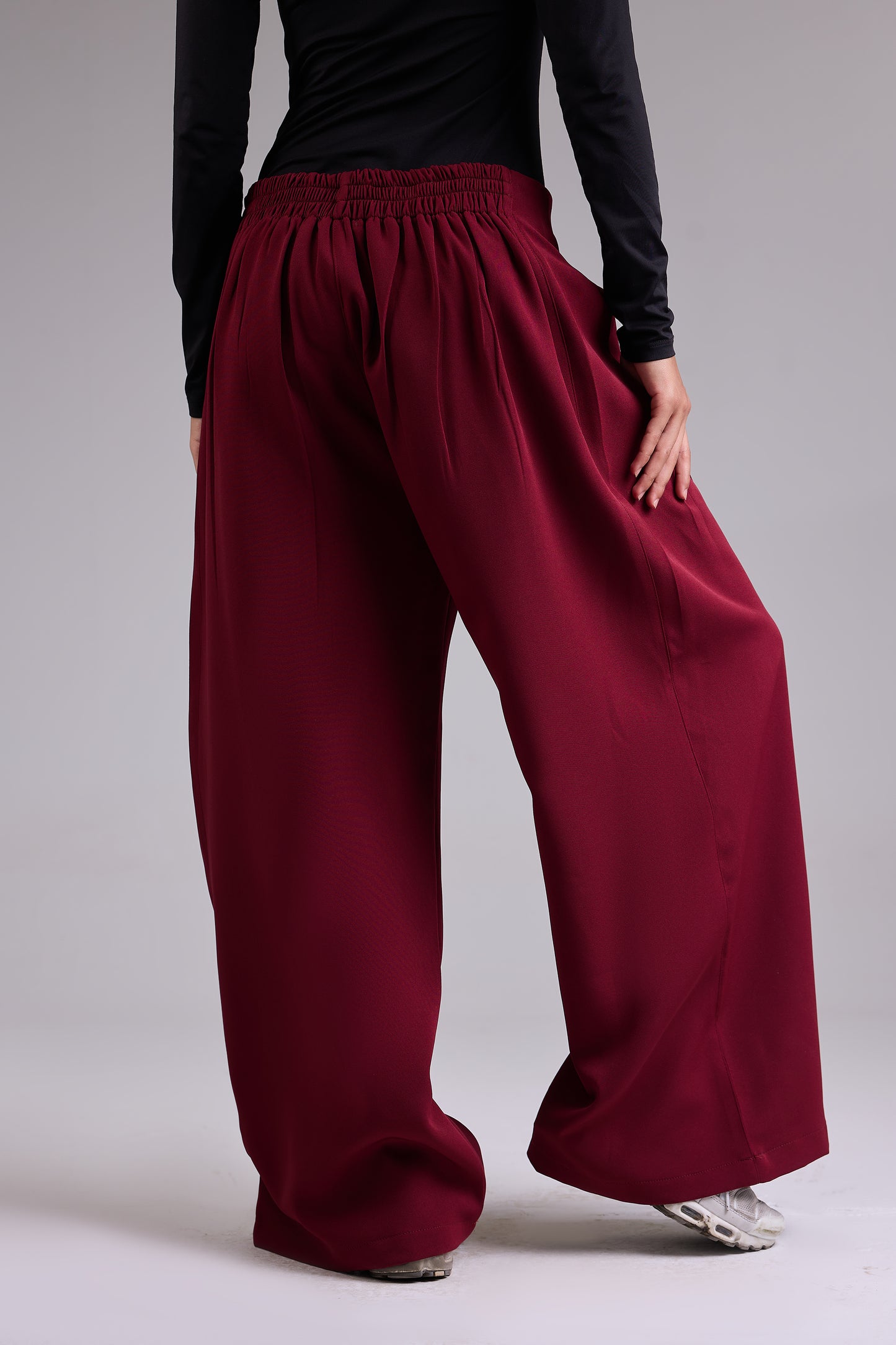 Structured Waist Wide-Leg Pants