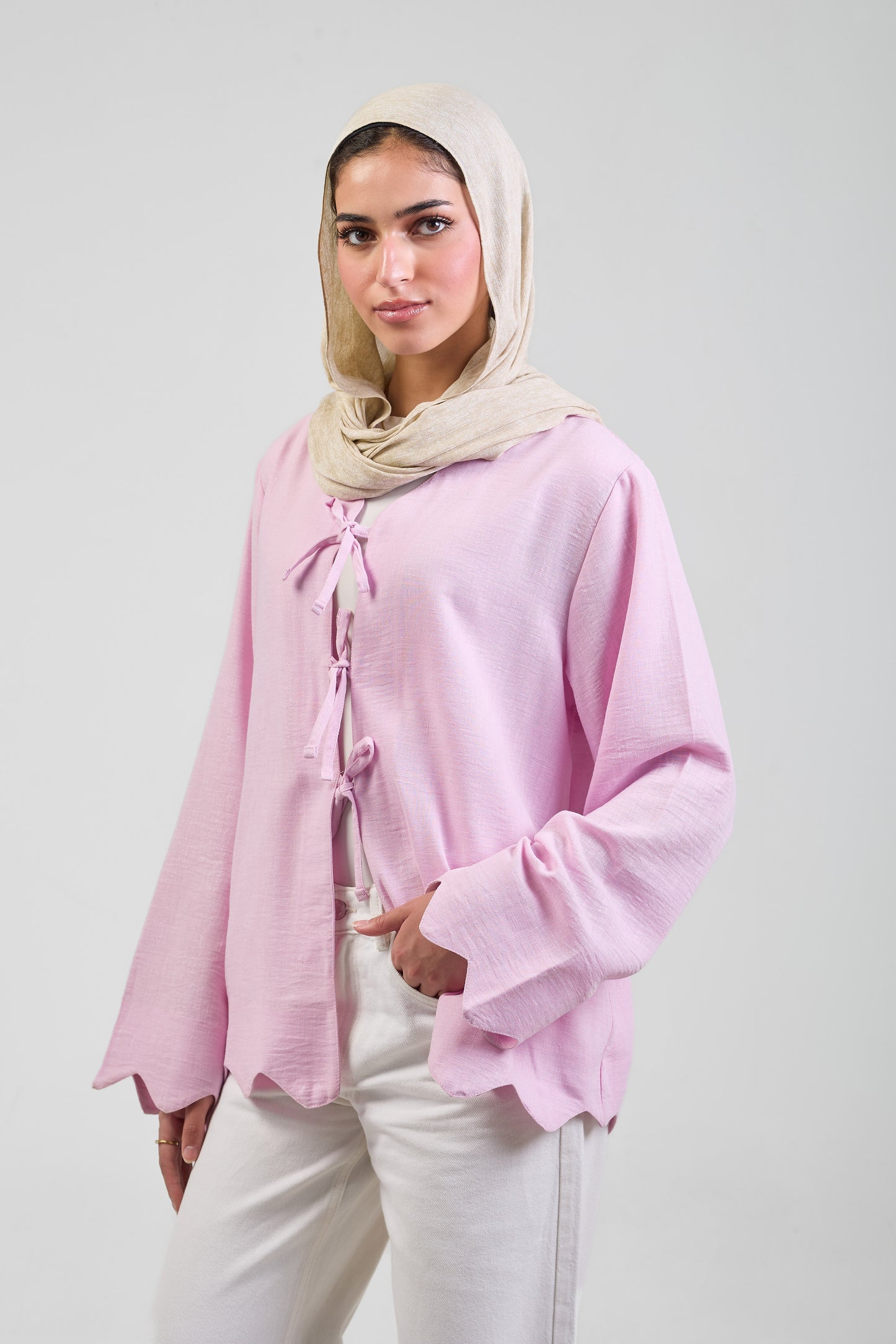 Sienna Pure Linen Tie Blouse