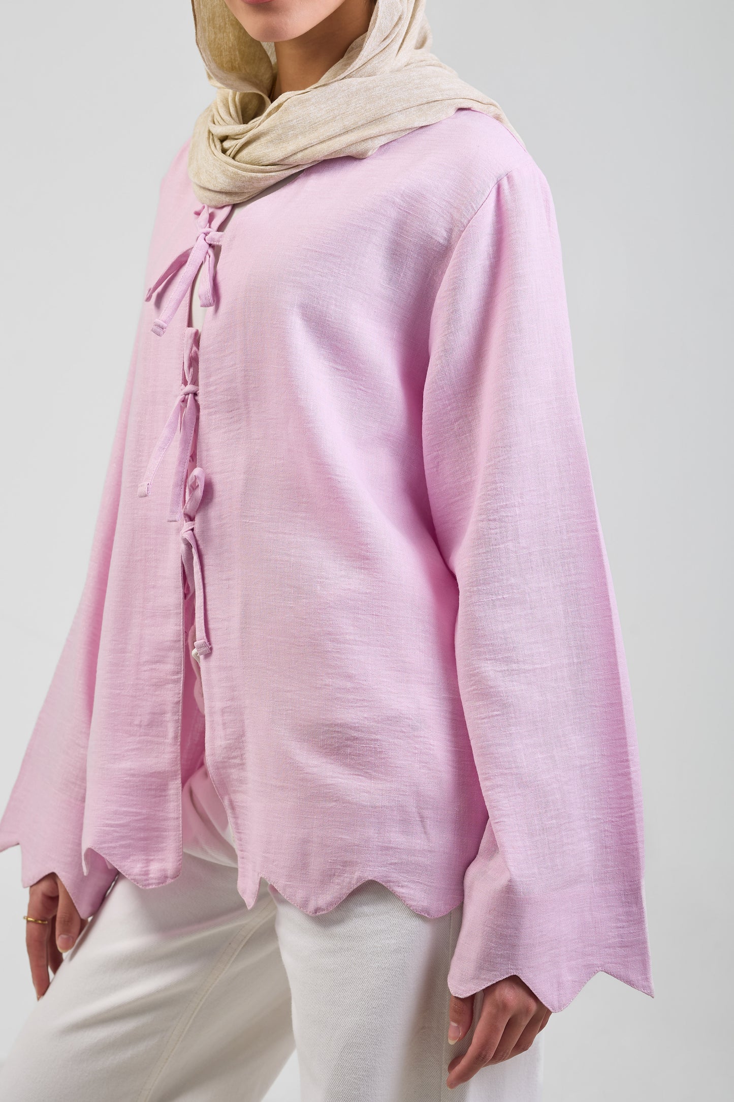 Sienna Pure Linen Tie Blouse