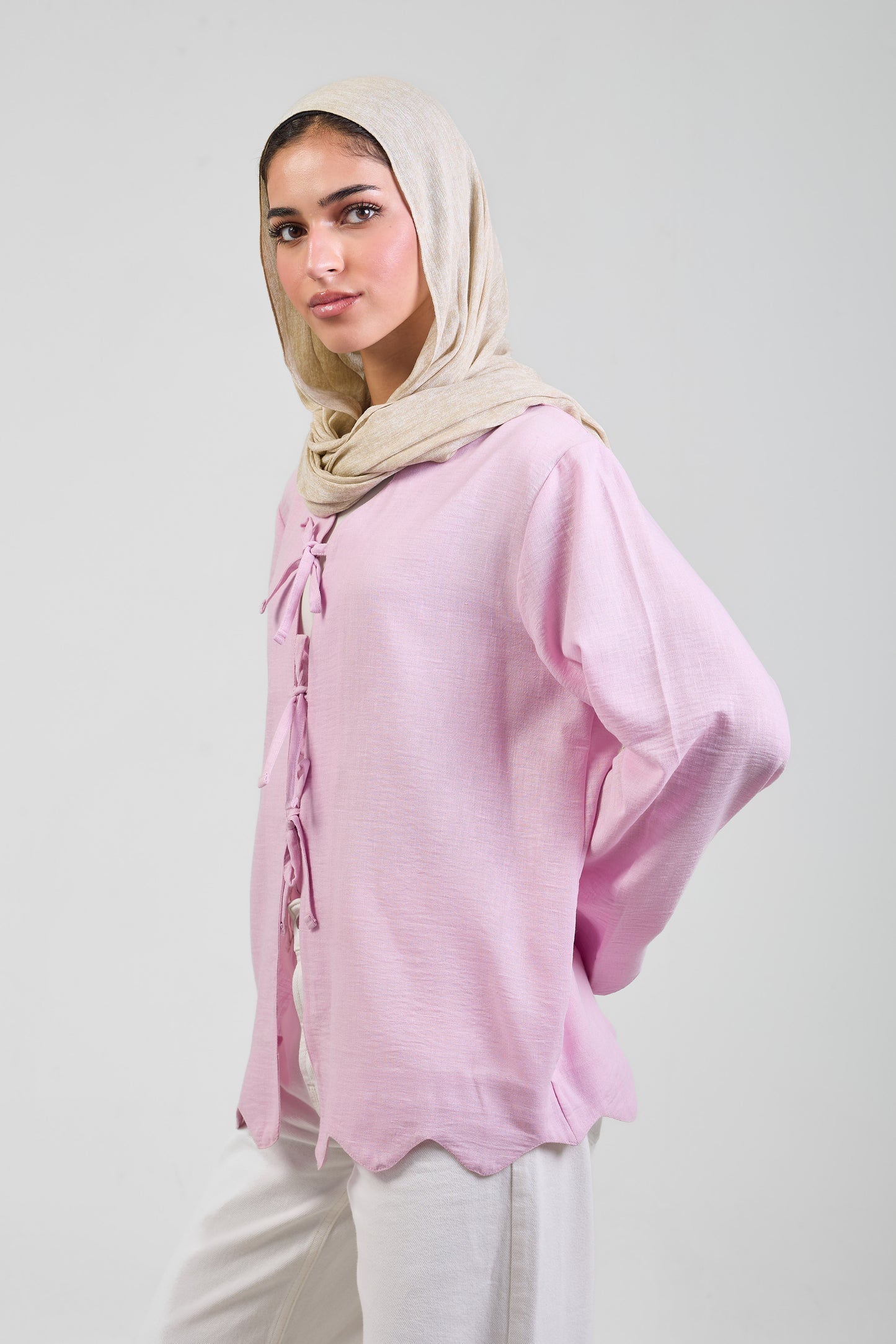 Sienna Pure Linen Tie Blouse