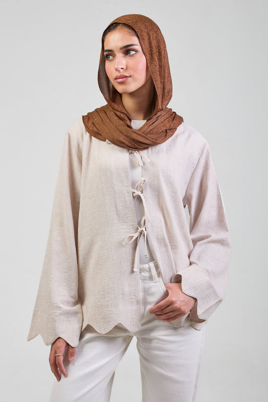 Sienna Pure Linen Tie Blouse