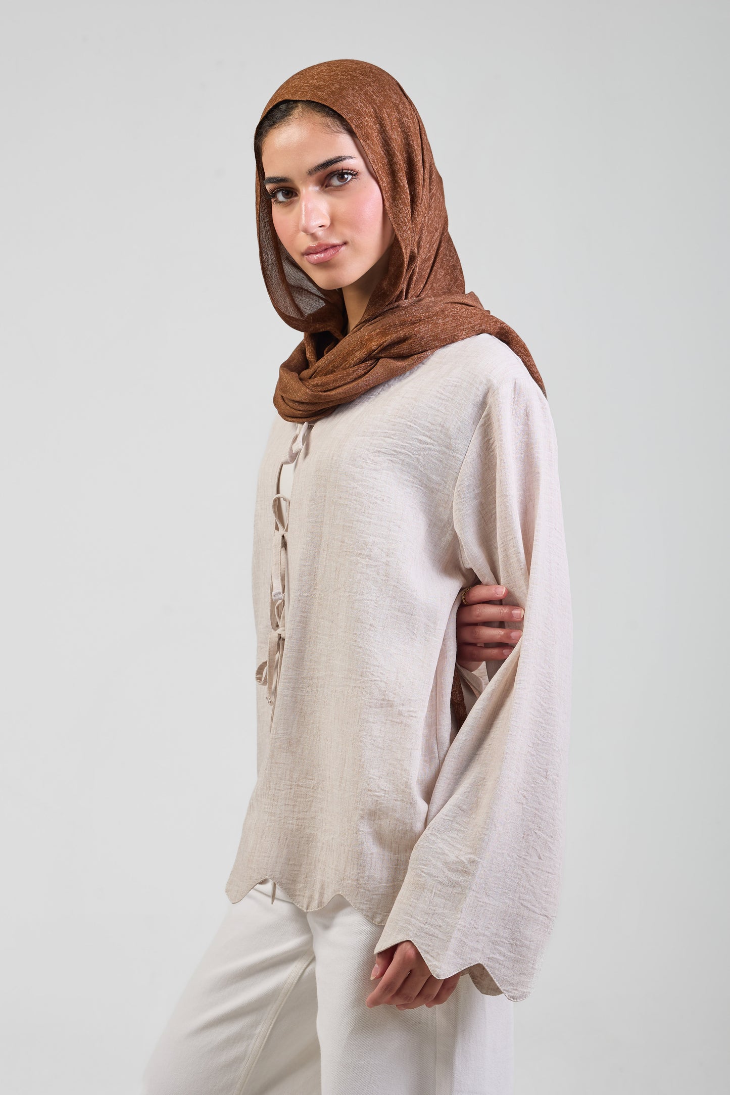 Sienna Pure Linen Tie Blouse
