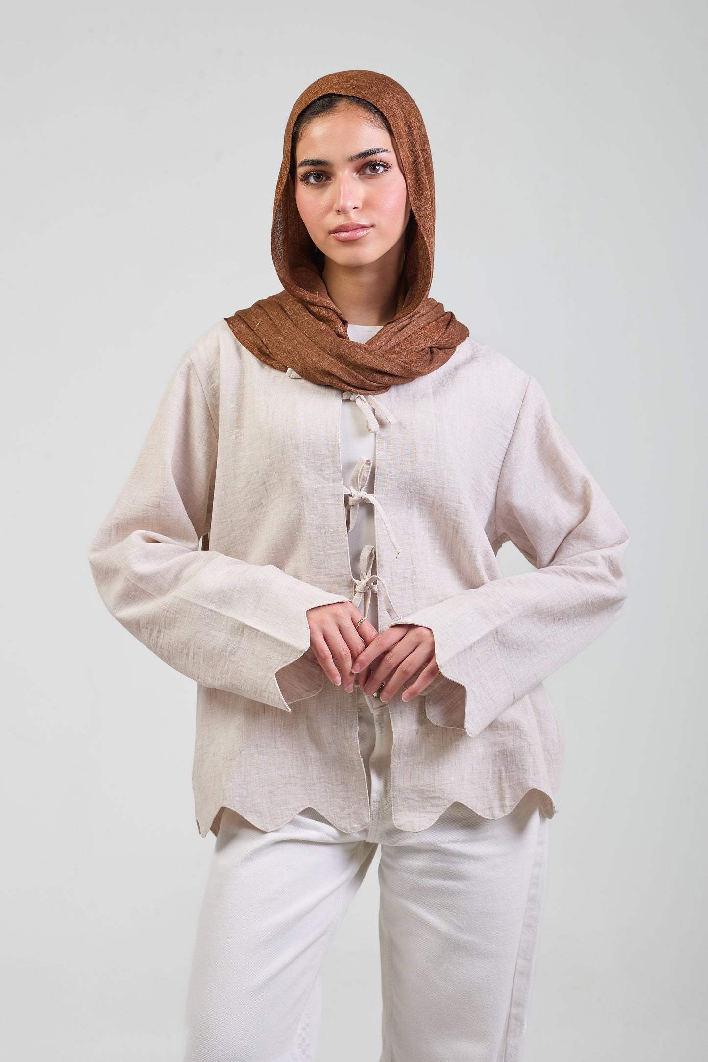 Sienna Pure Linen Tie Blouse