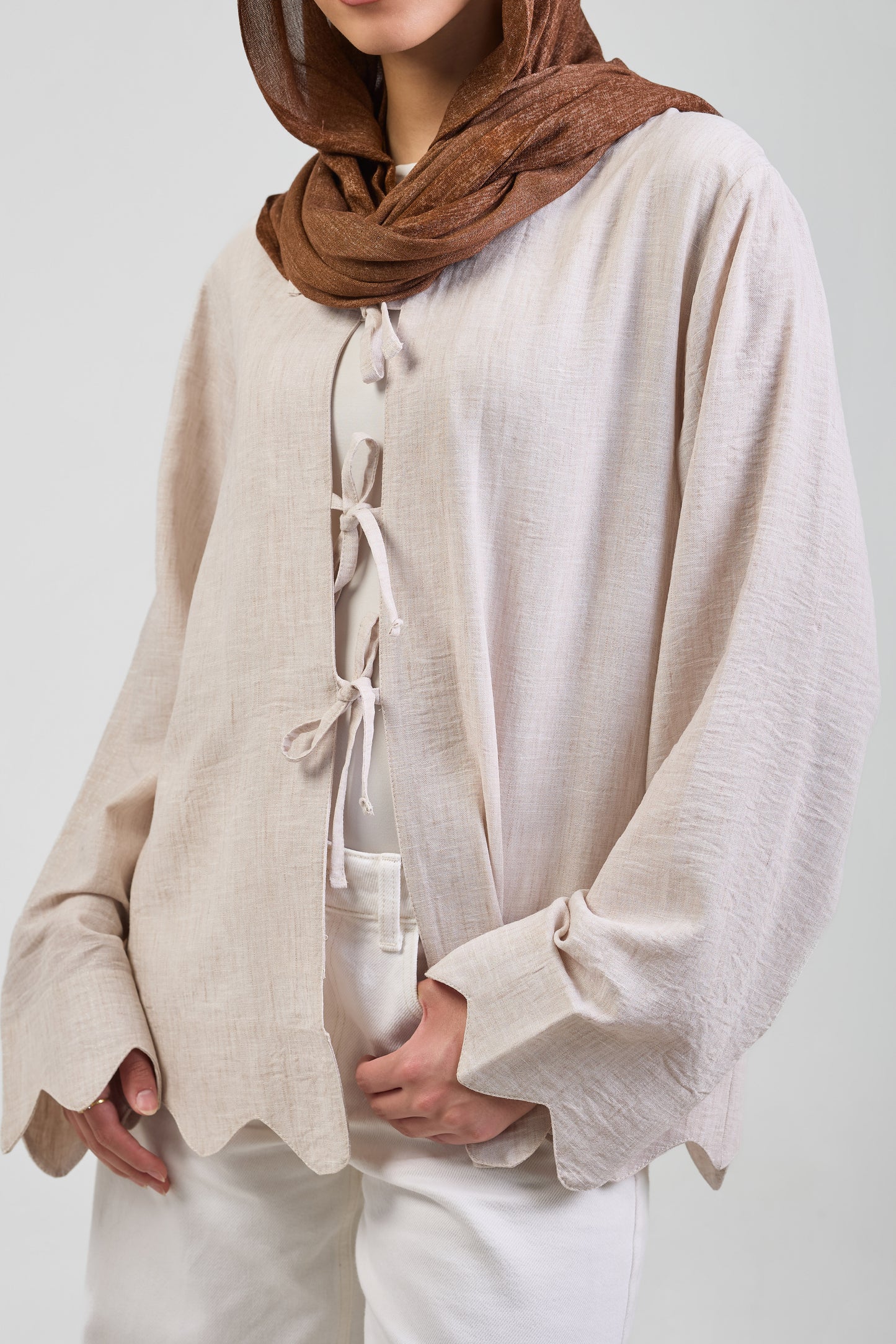 Sienna Pure Linen Tie Blouse