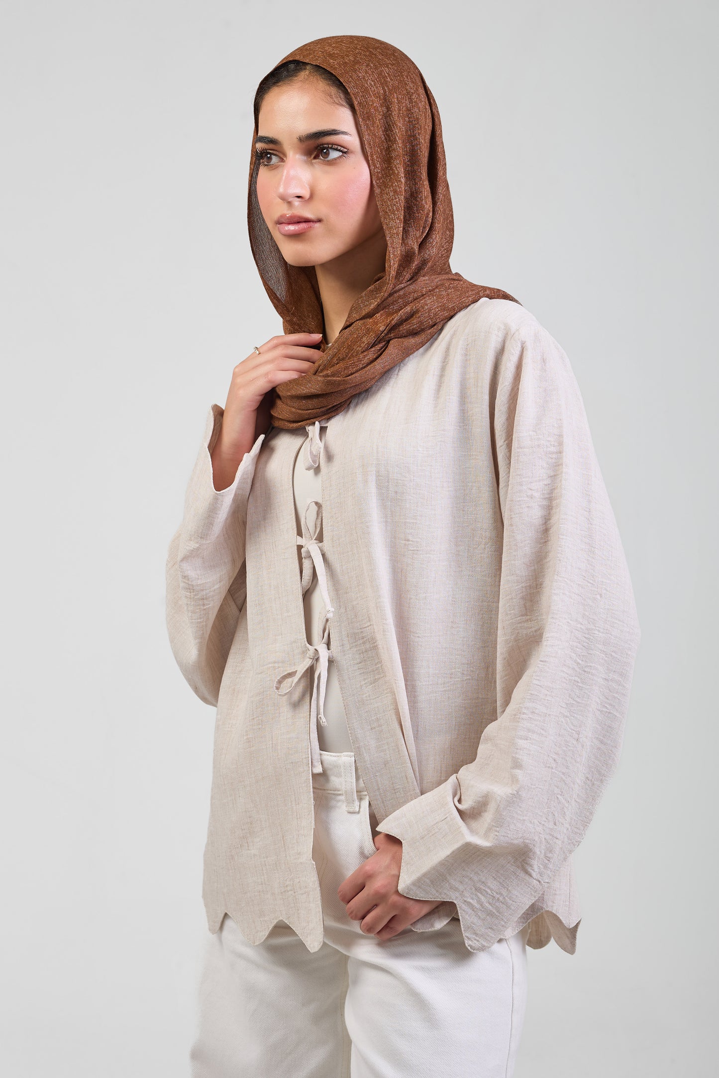 Sienna Pure Linen Tie Blouse