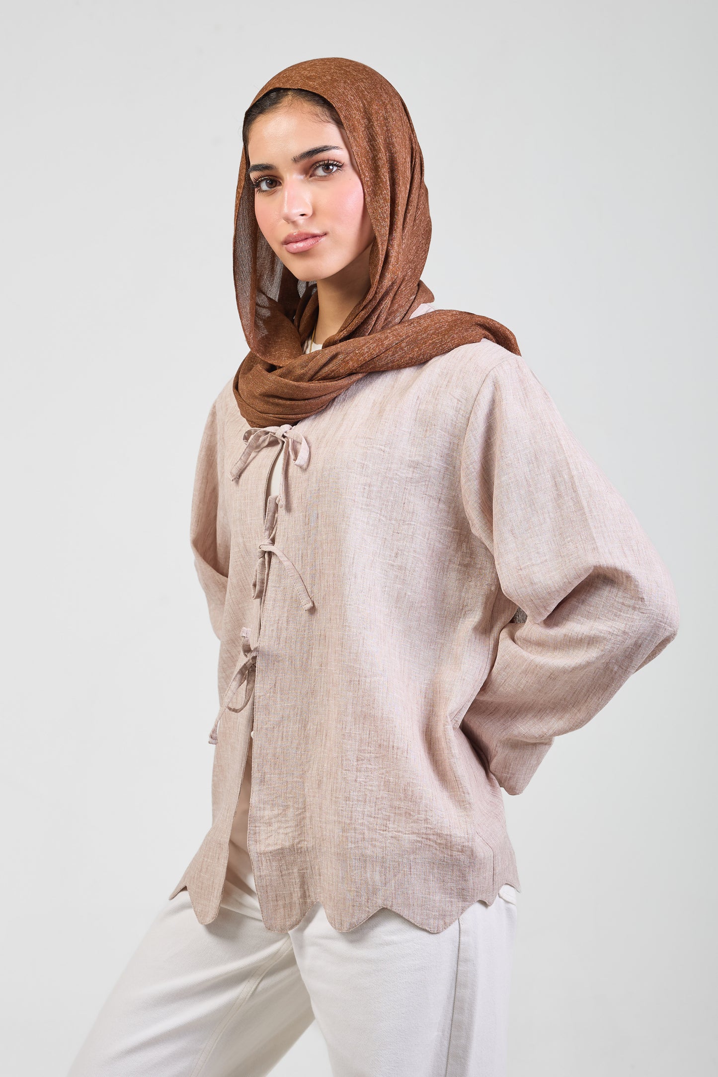 Sienna Pure Linen Tie Blouse